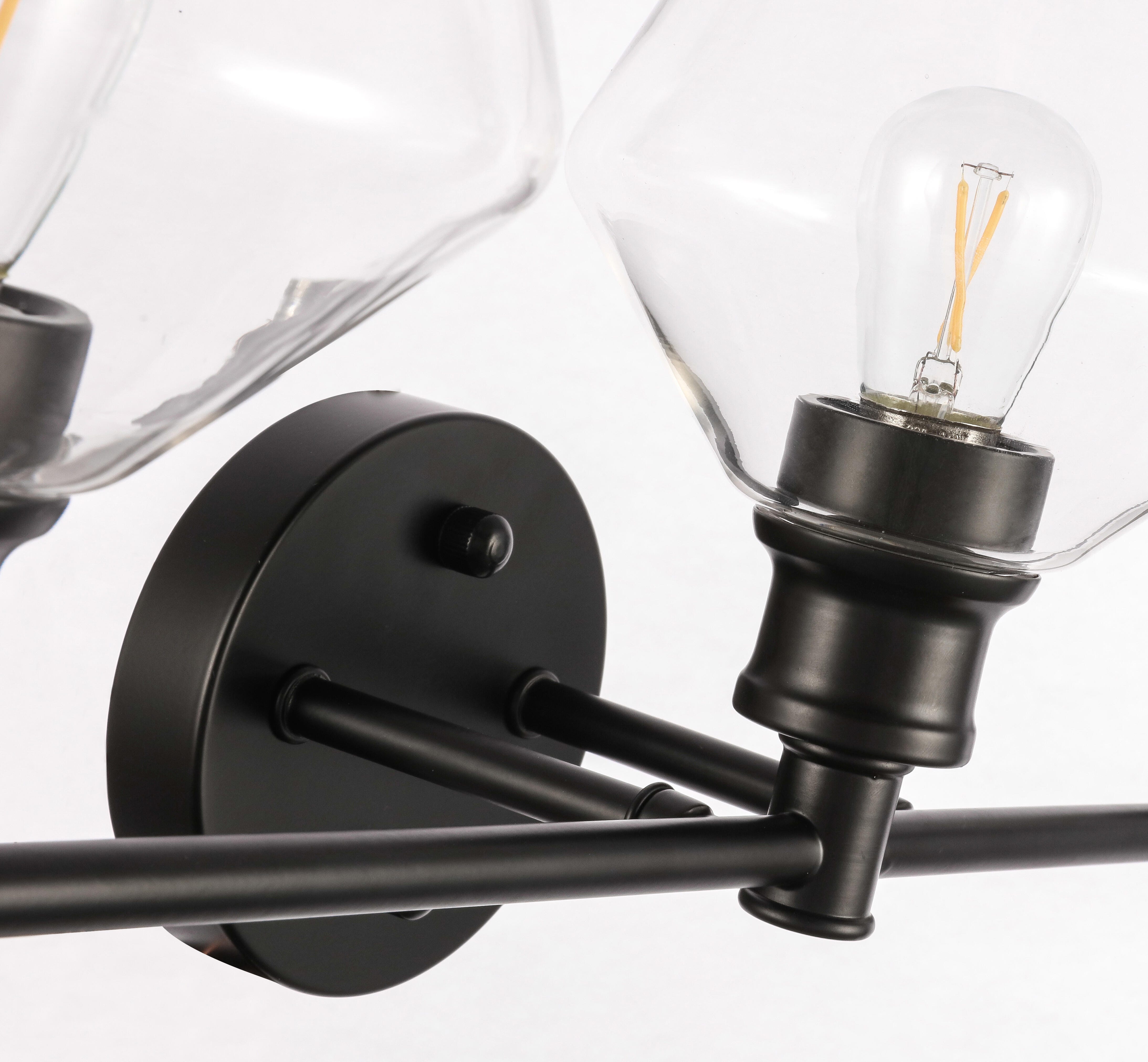 Gene 3 Light Black And Clear Glass Wall Sconce, Black/Clear, large