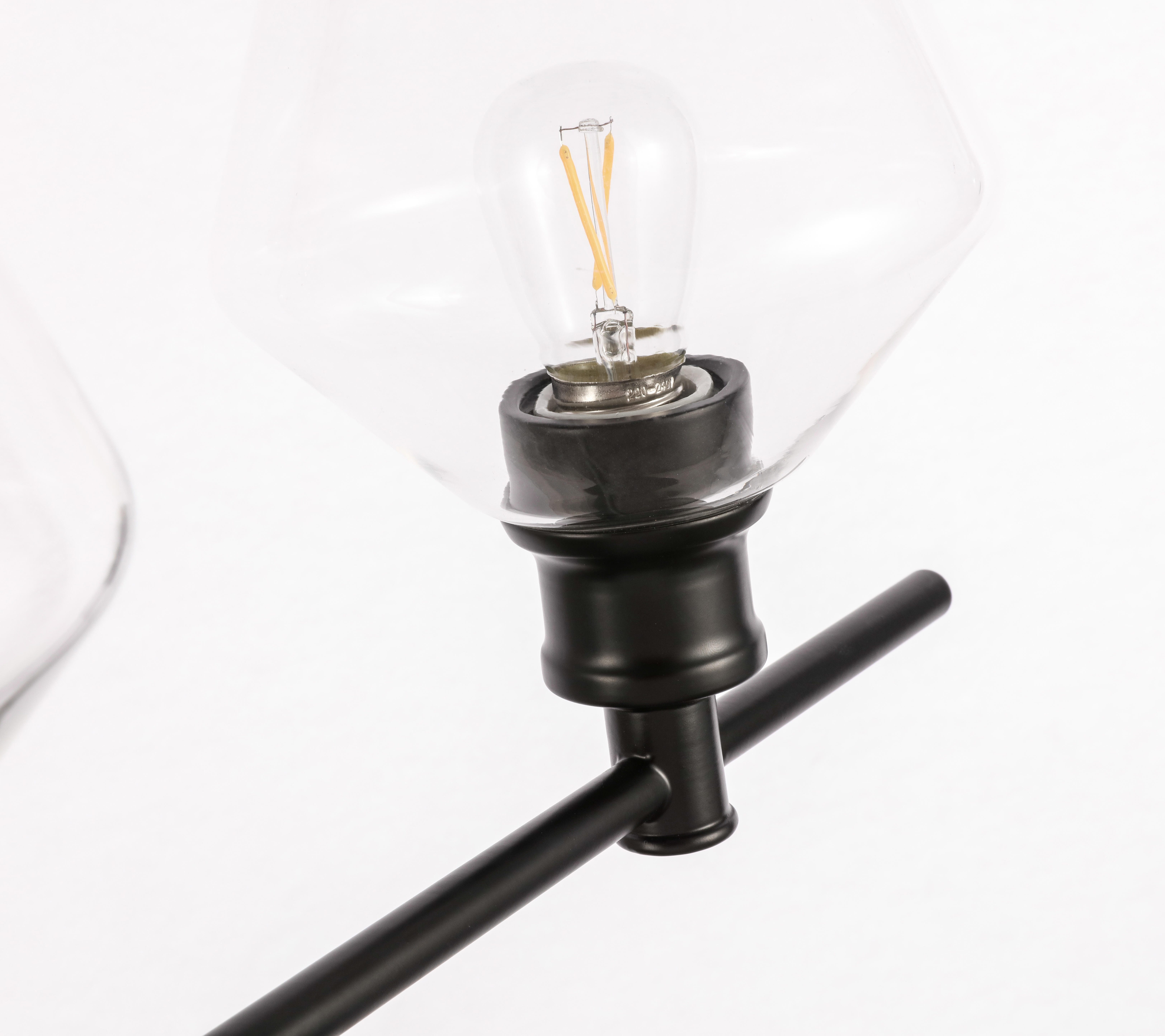 Gene 3 Light Black And Clear Glass Wall Sconce, Black/Clear, large