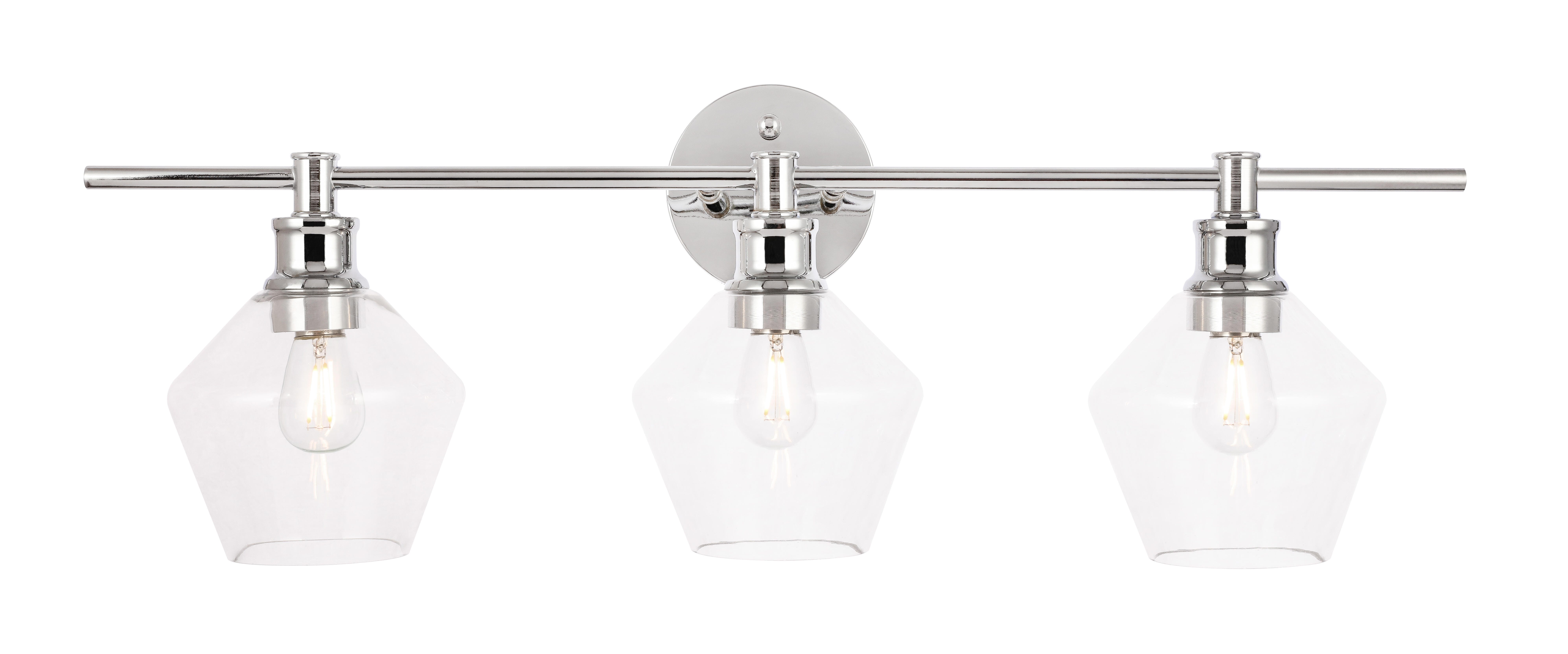 Gene 3 Light Chrome And Clear Glass Wall Sconce, Chrome/Clear, large