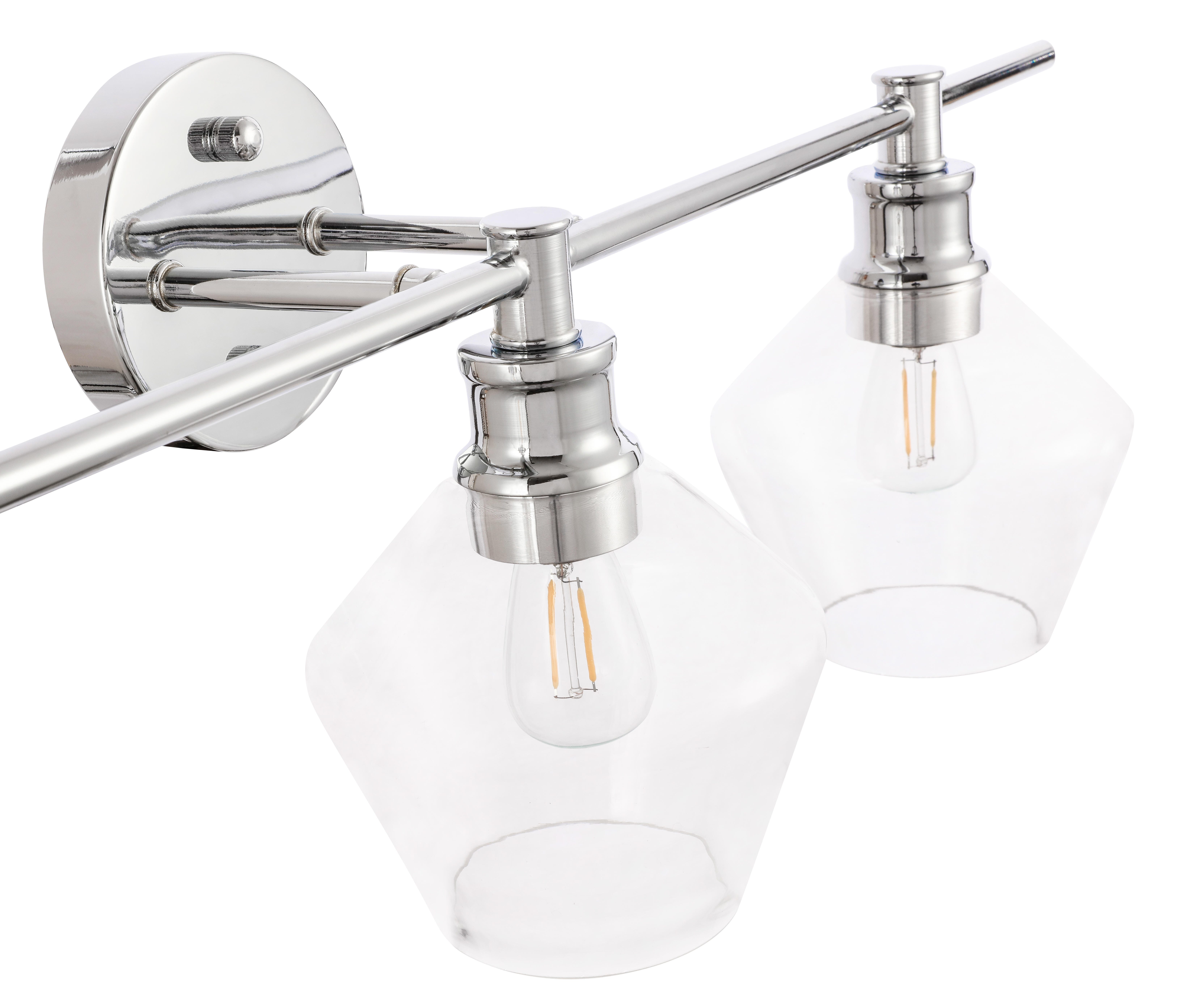 Gene 3 Light Chrome And Clear Glass Wall Sconce, Chrome/Clear, large