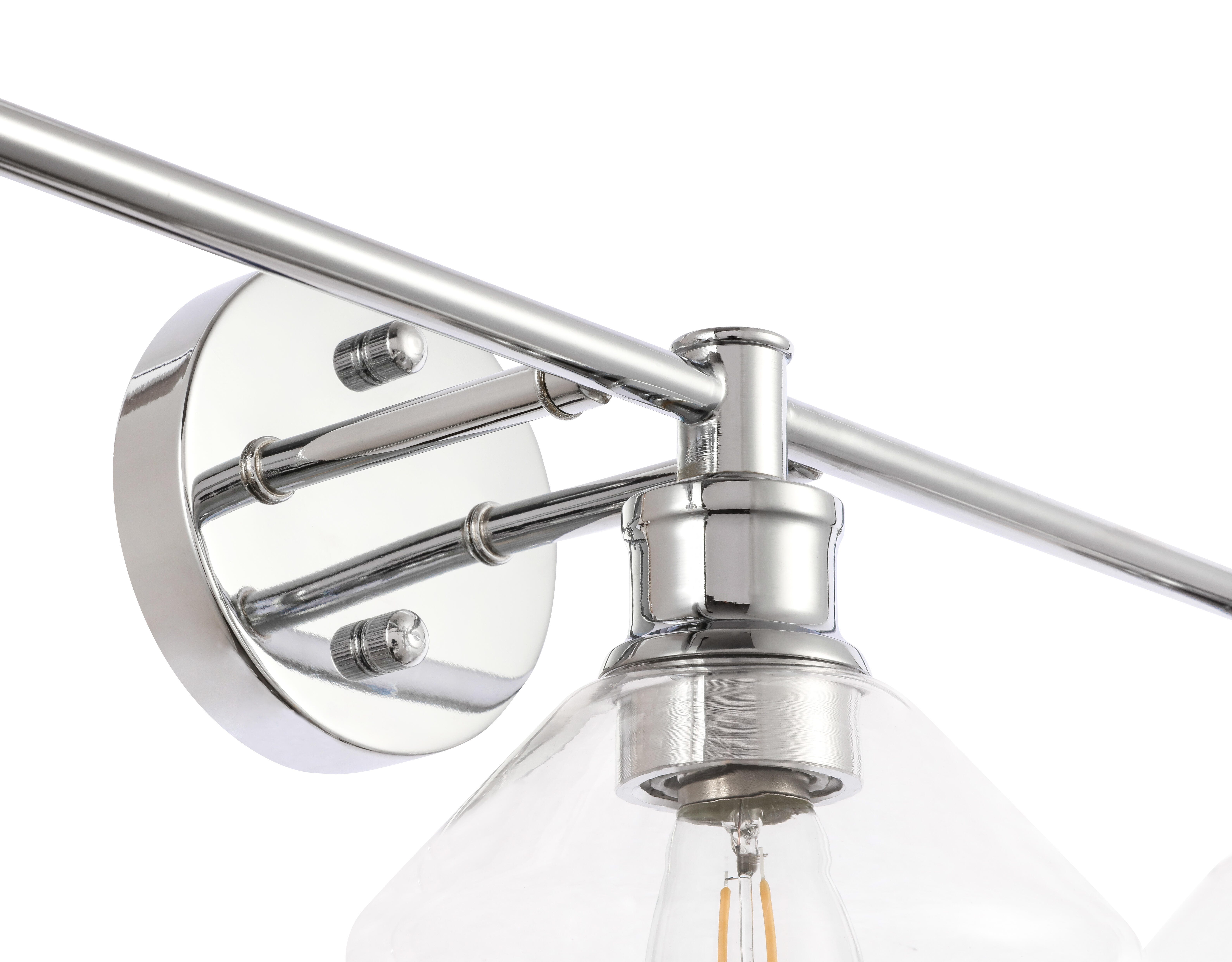 Gene 3 Light Chrome And Clear Glass Wall Sconce, Chrome/Clear, large