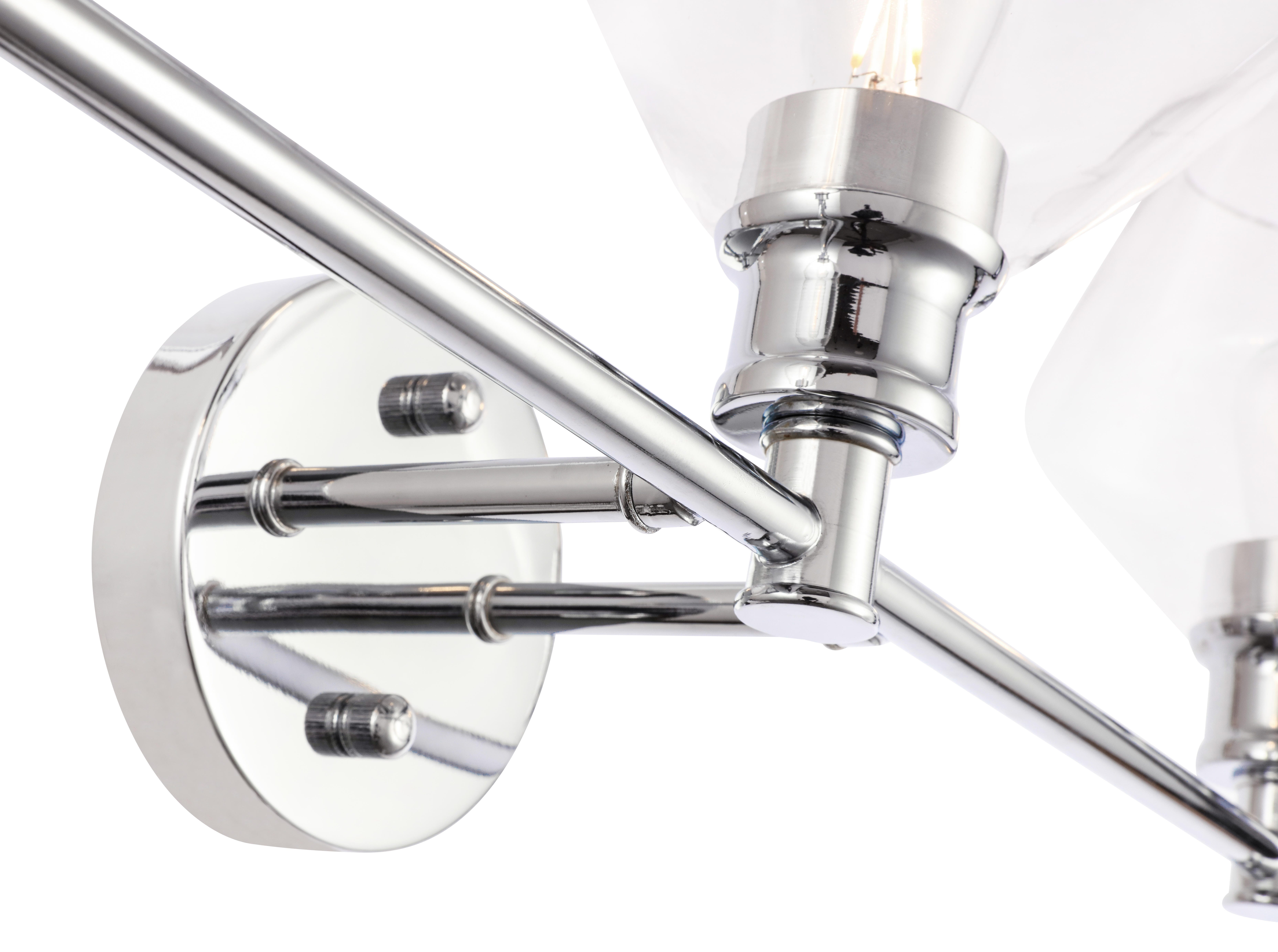 Gene 3 Light Chrome And Clear Glass Wall Sconce, Chrome/Clear, large