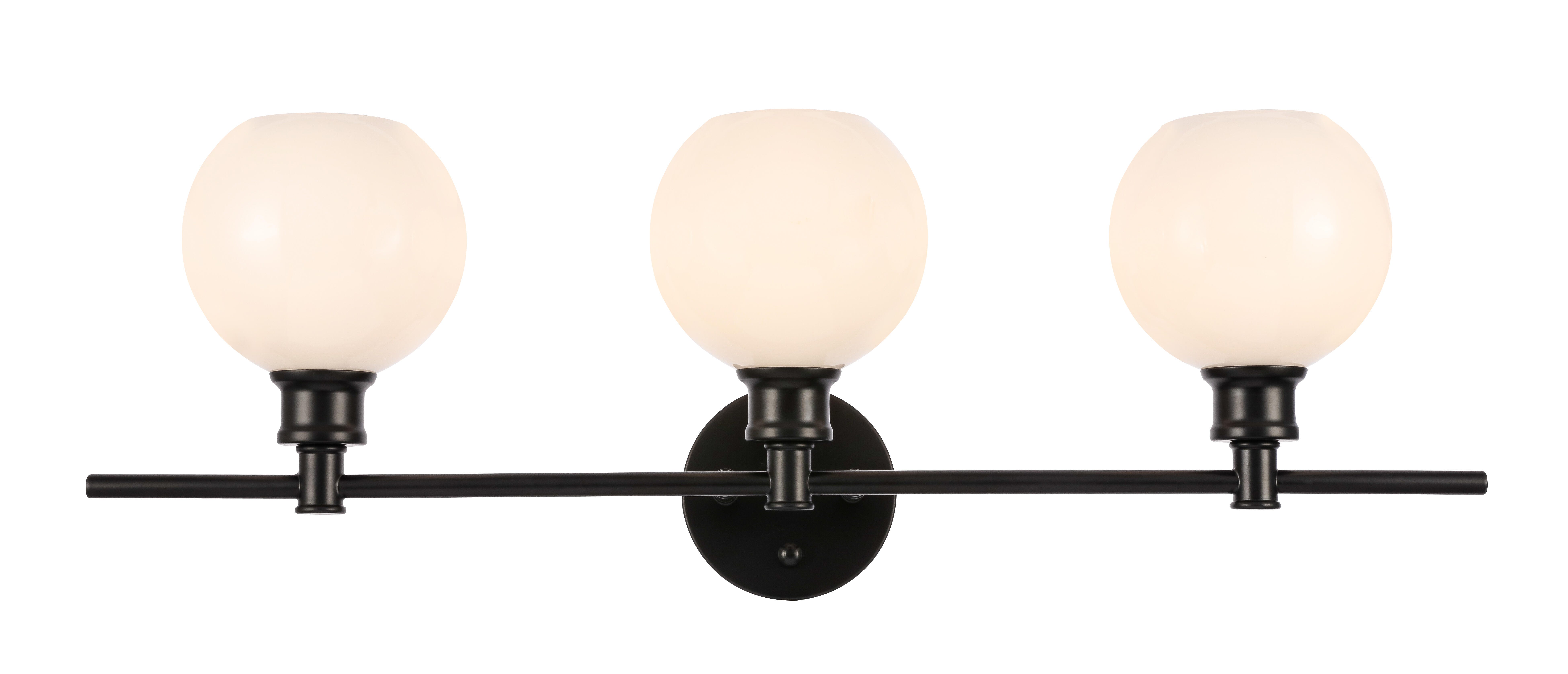 Collier 3 Light Black And Frosted White Glass Wall Sconce, Black/Frosted White, large