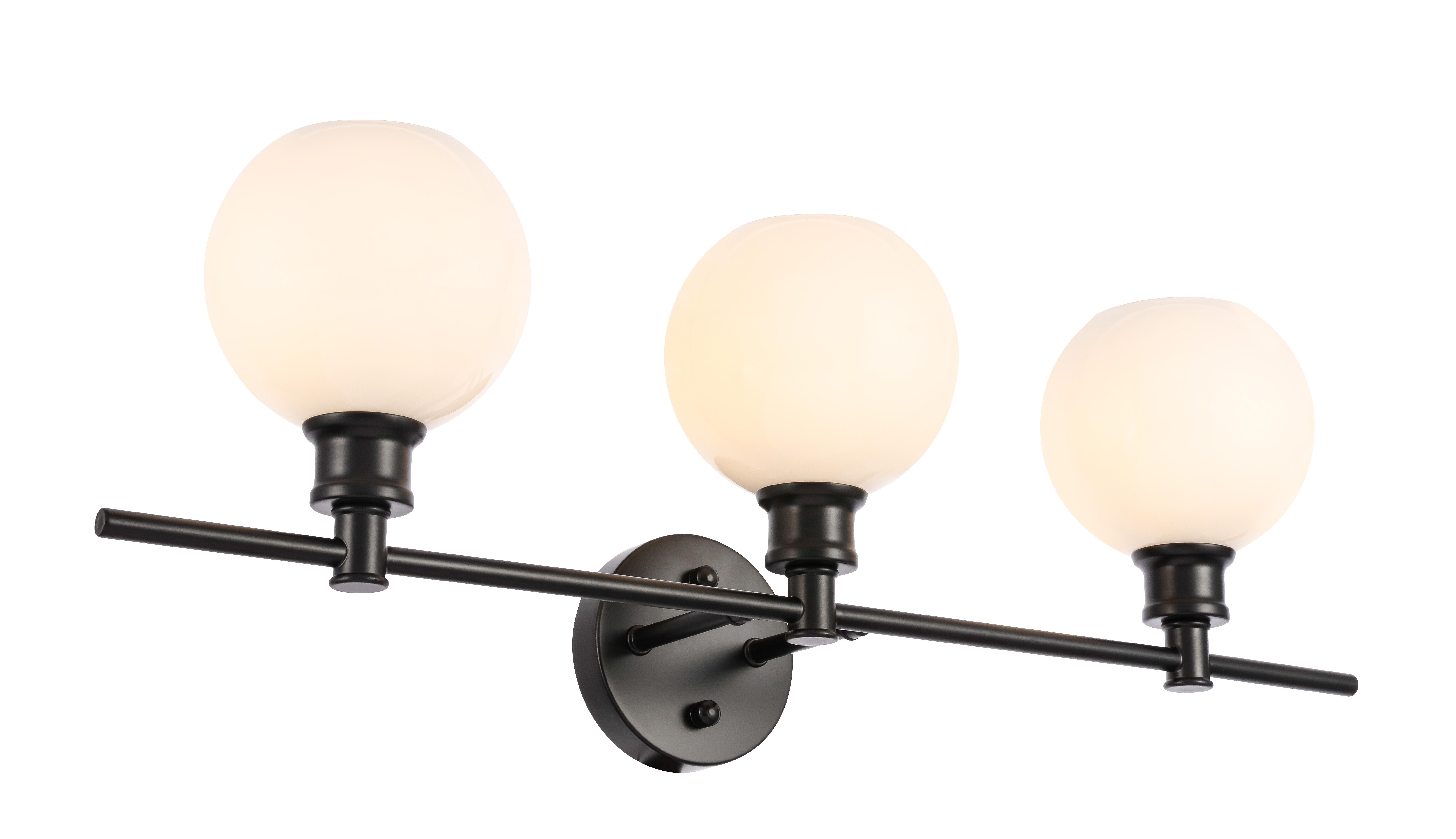 Collier 3 Light Black And Frosted White Glass Wall Sconce, Black/Frosted White, large