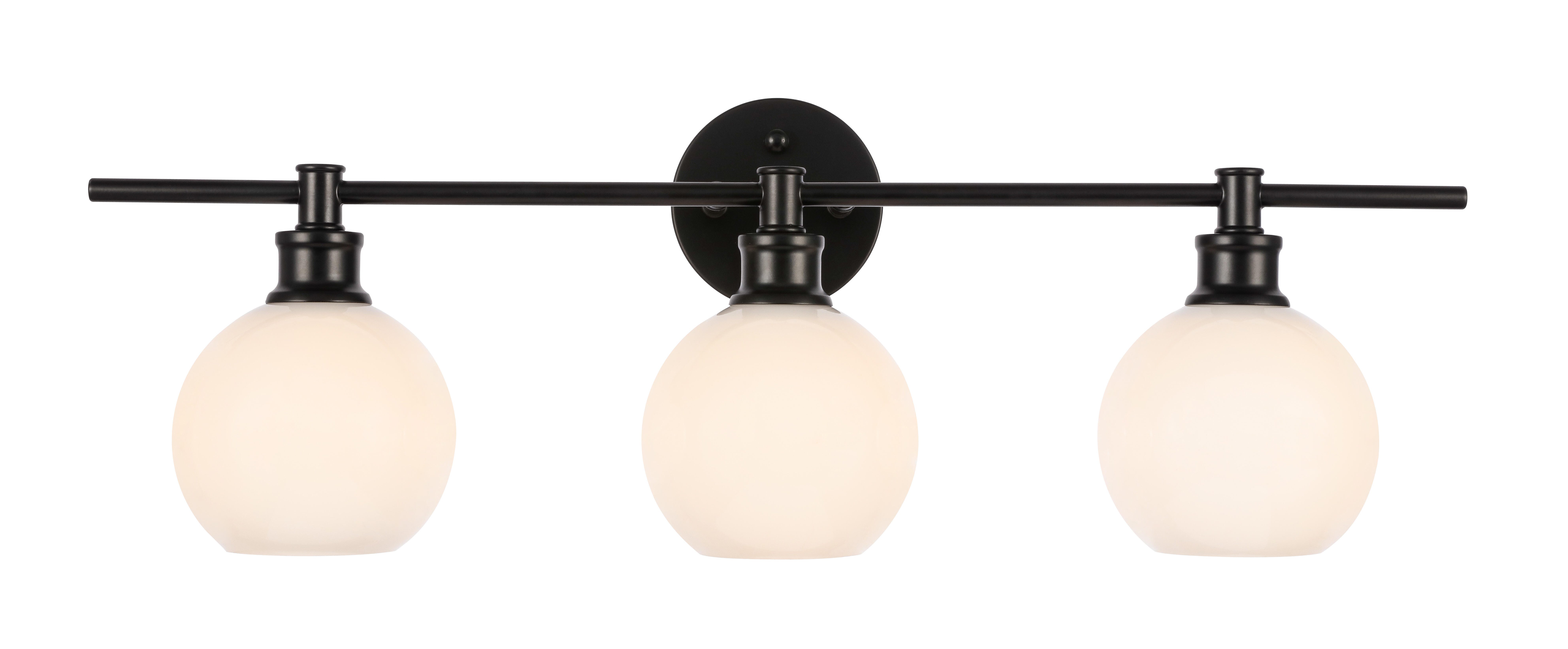 Collier 3 Light Black And Frosted White Glass Wall Sconce, Black/Frosted White, large