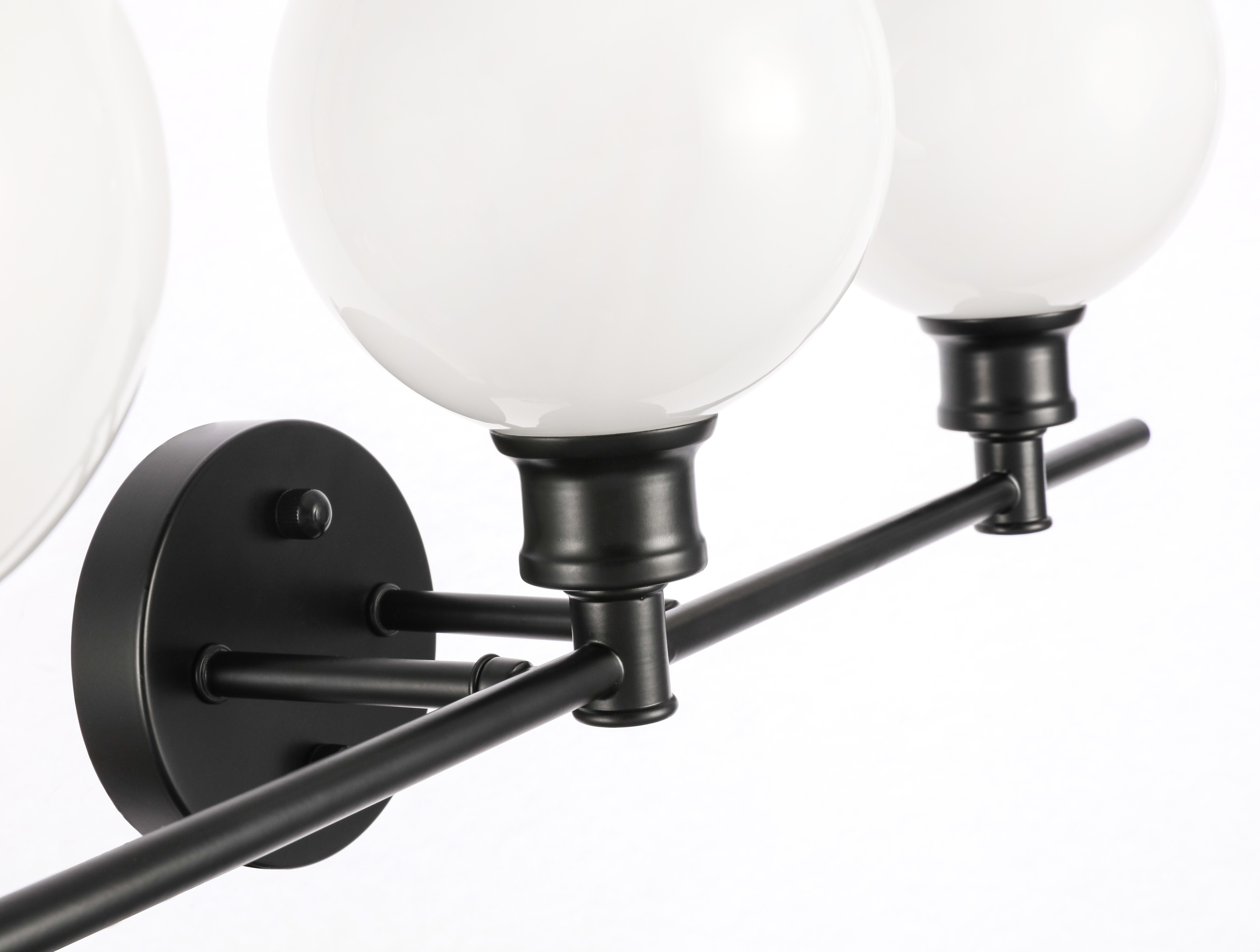 Collier 3 Light Black And Frosted White Glass Wall Sconce, Black/Frosted White, large