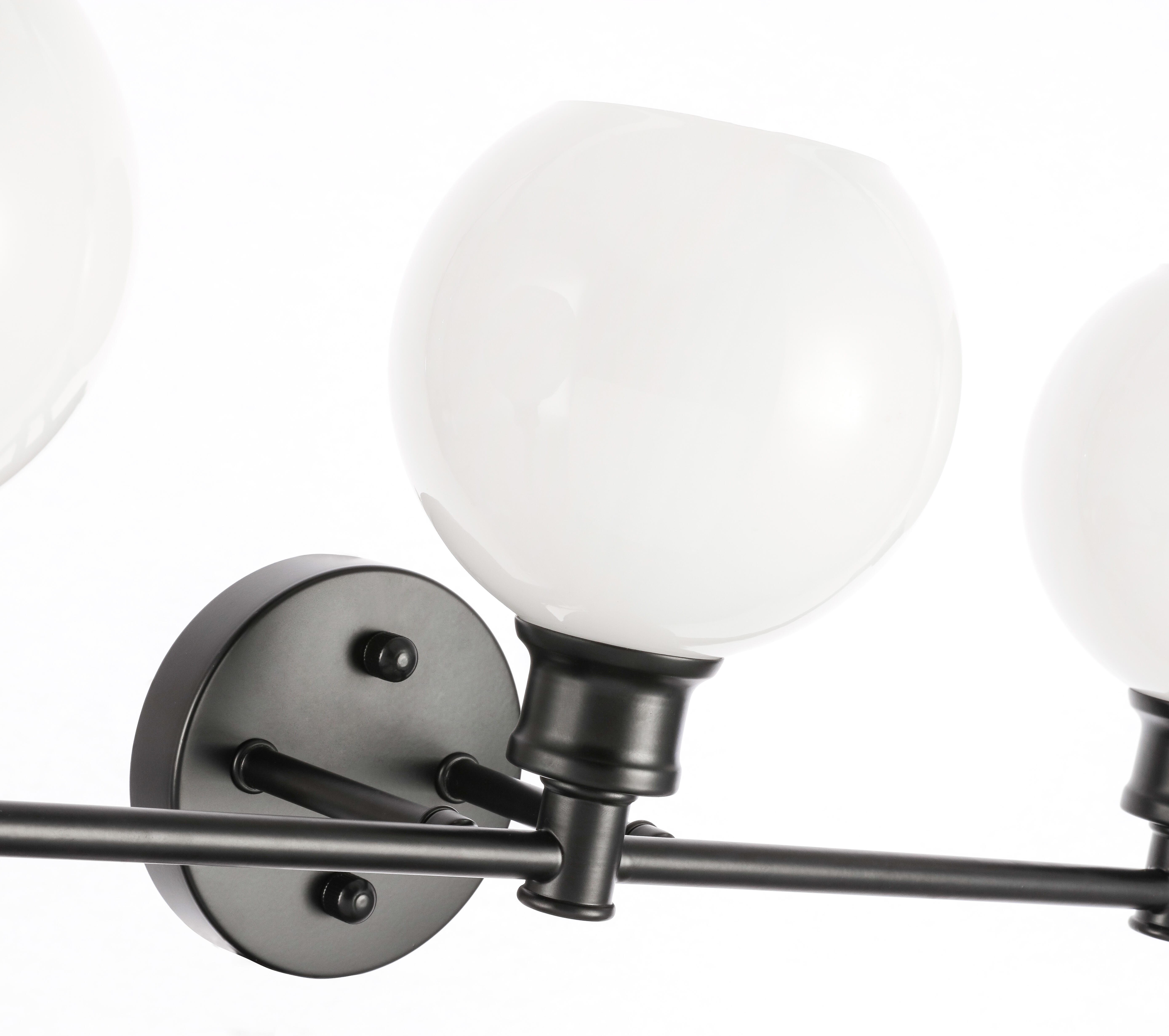 Collier 3 Light Black And Frosted White Glass Wall Sconce, Black/Frosted White, large