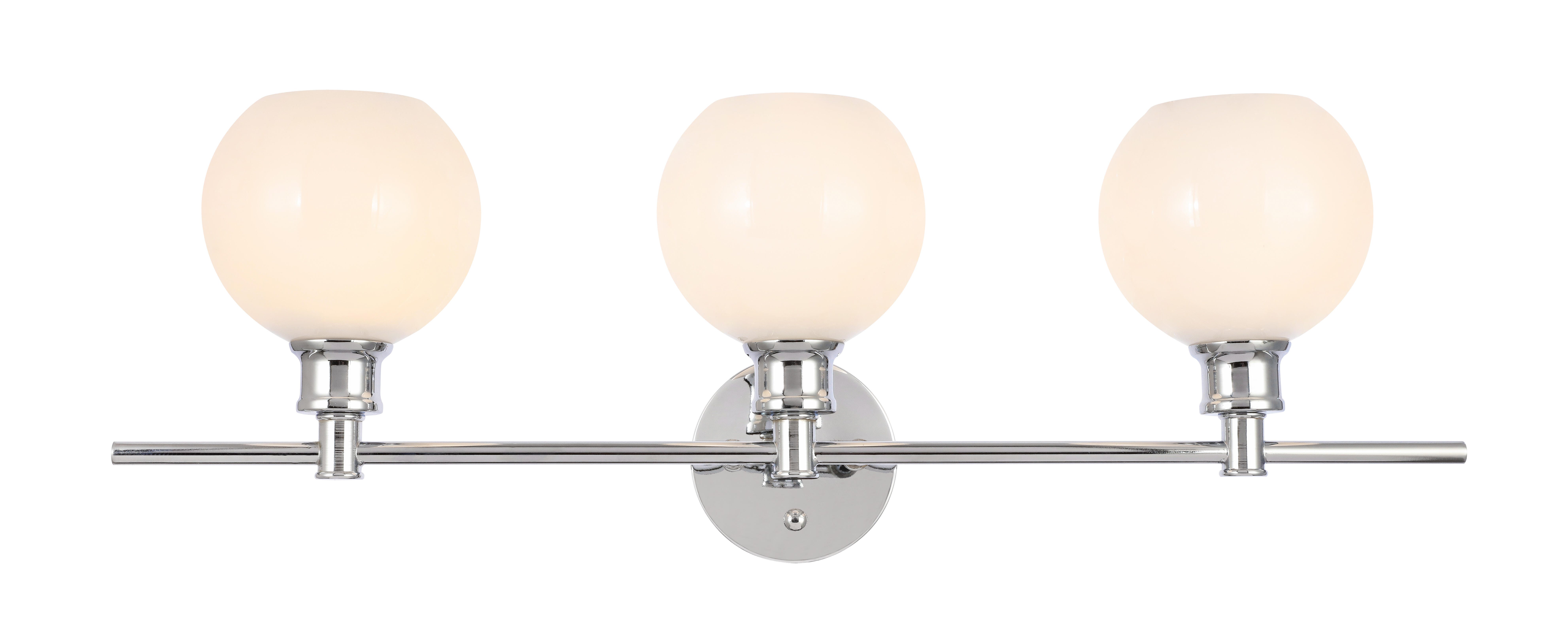 Collier 3 Light Chrome And Frosted White Glass Wall Sconce, Chrome/Frosted White, large