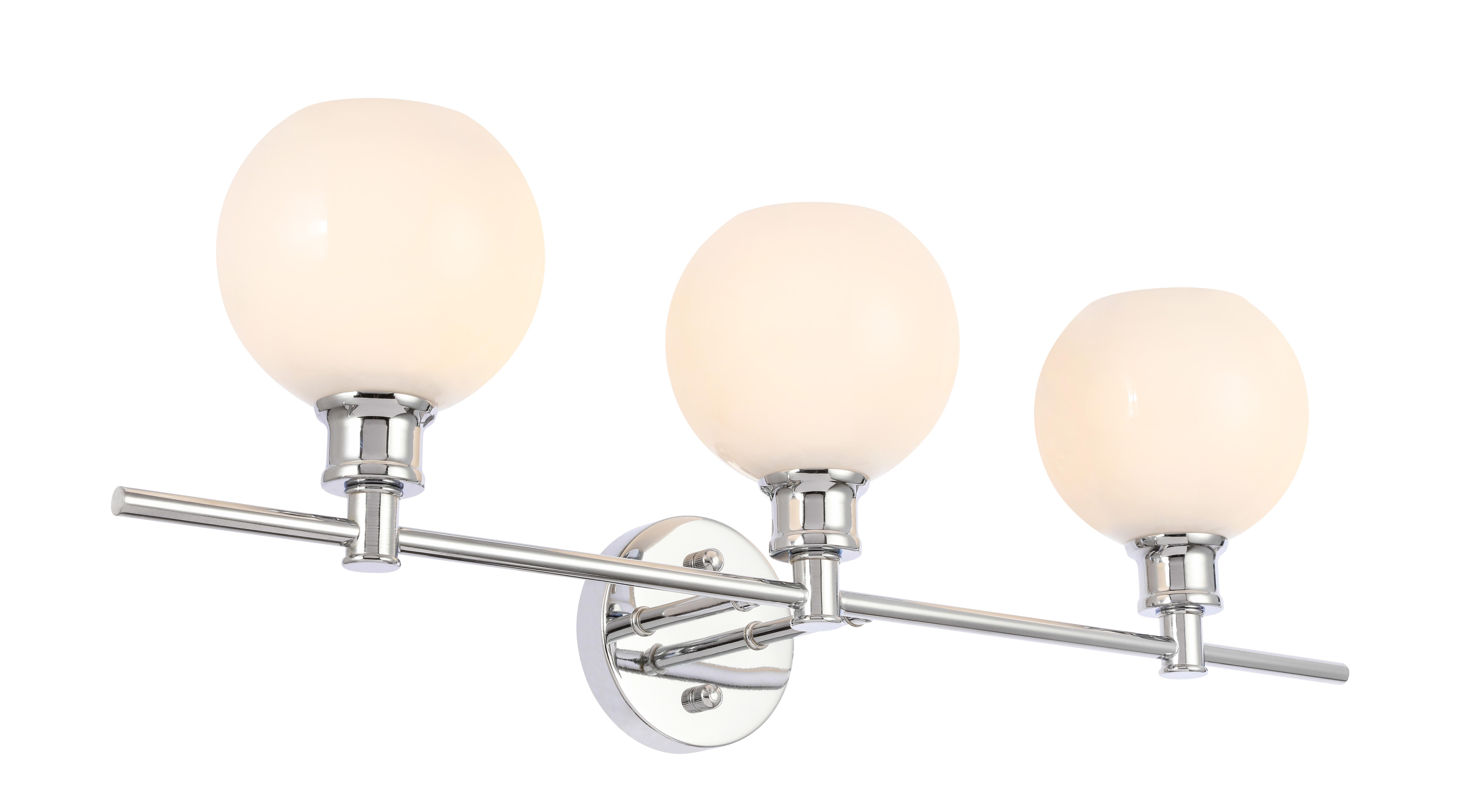 Collier 3 Light Chrome And Frosted White Glass Wall Sconce, Chrome/Frosted White, large
