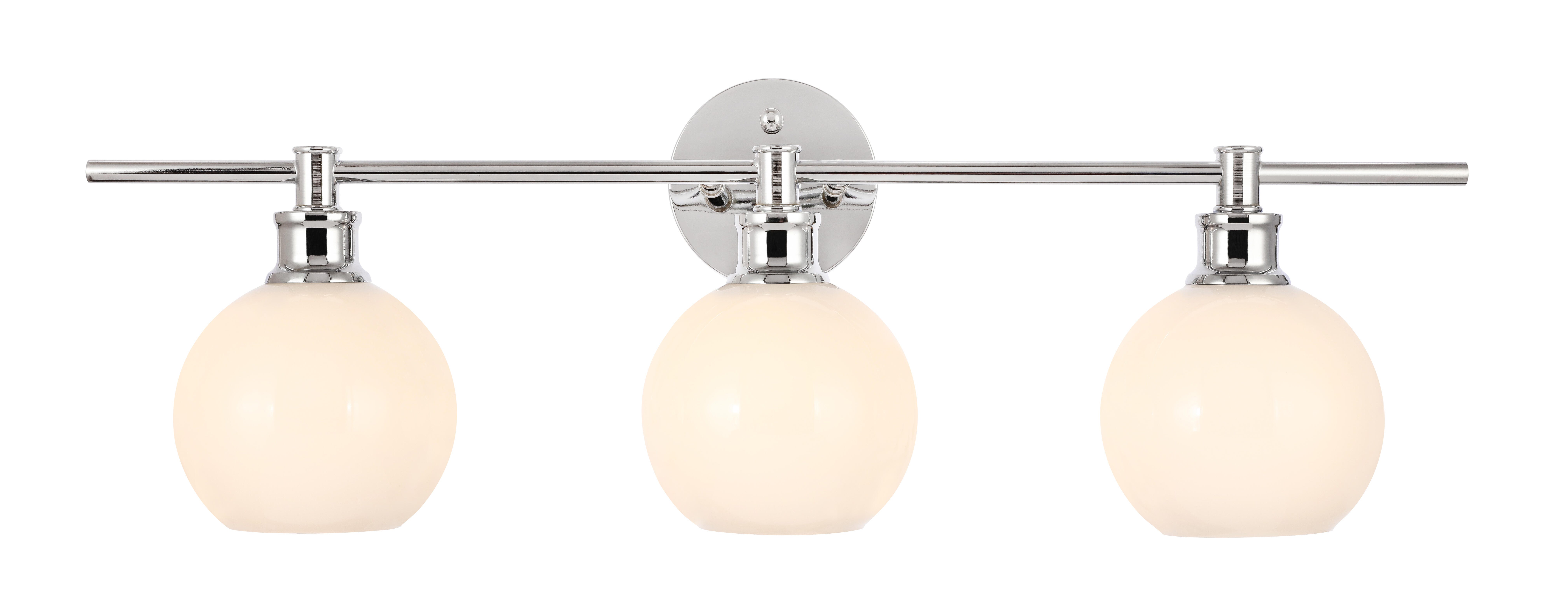 Collier 3 Light Chrome And Frosted White Glass Wall Sconce, Chrome/Frosted White, large