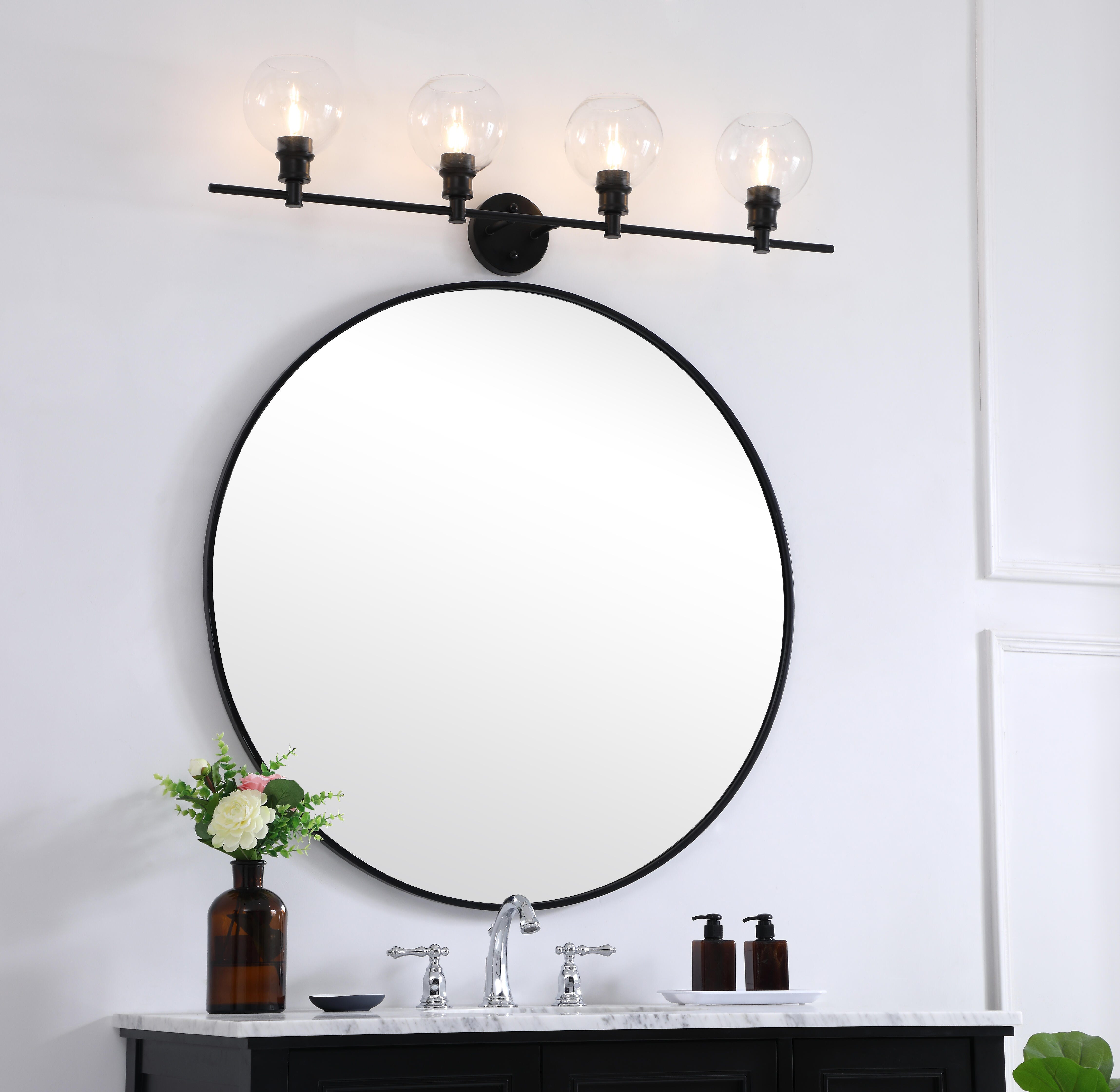 Collier 4 Light Black And Clear Glass Wall Sconce, Black/Clear, rollover