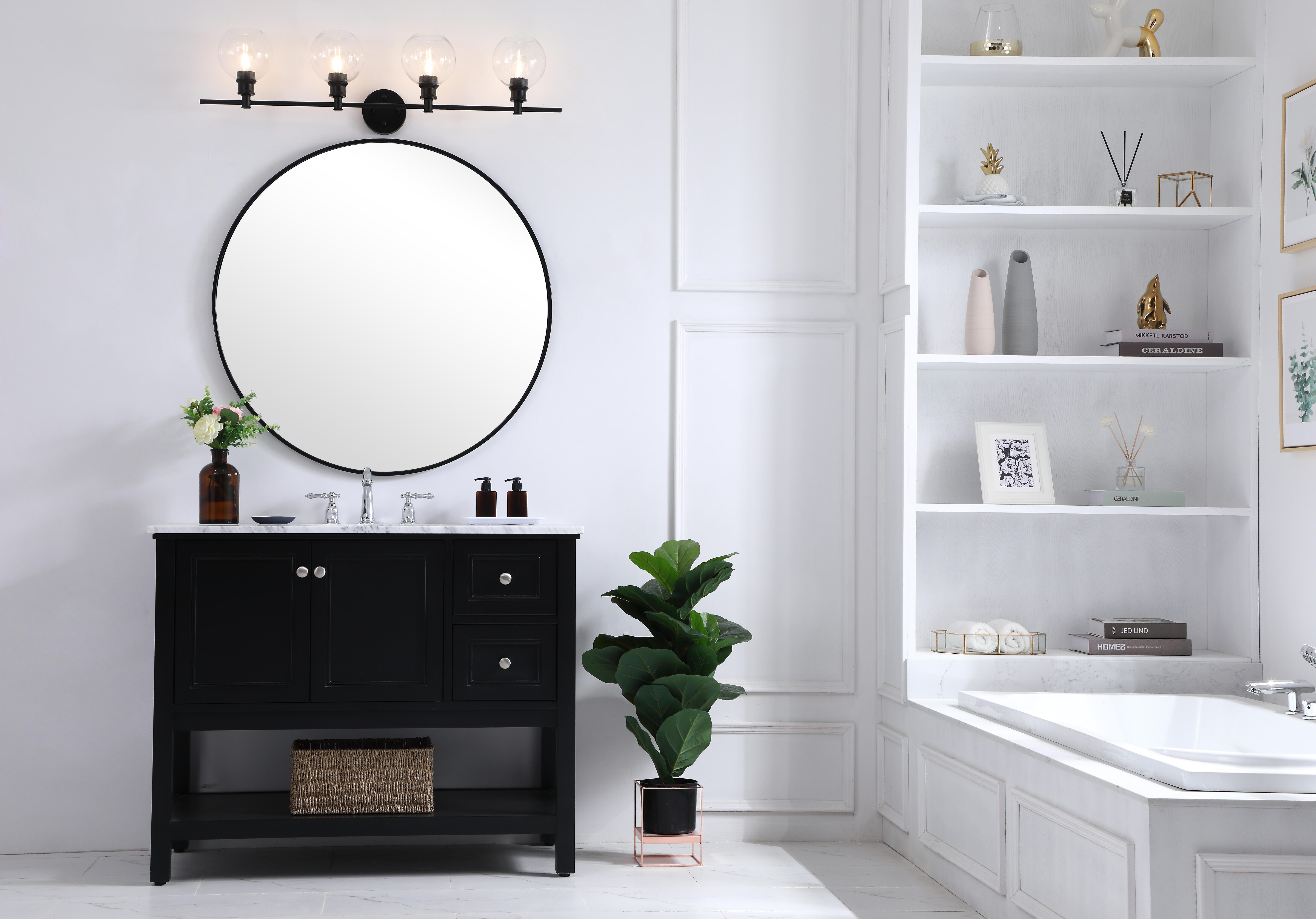 Collier 4 Light Black And Clear Glass Wall Sconce, Black/Clear, large