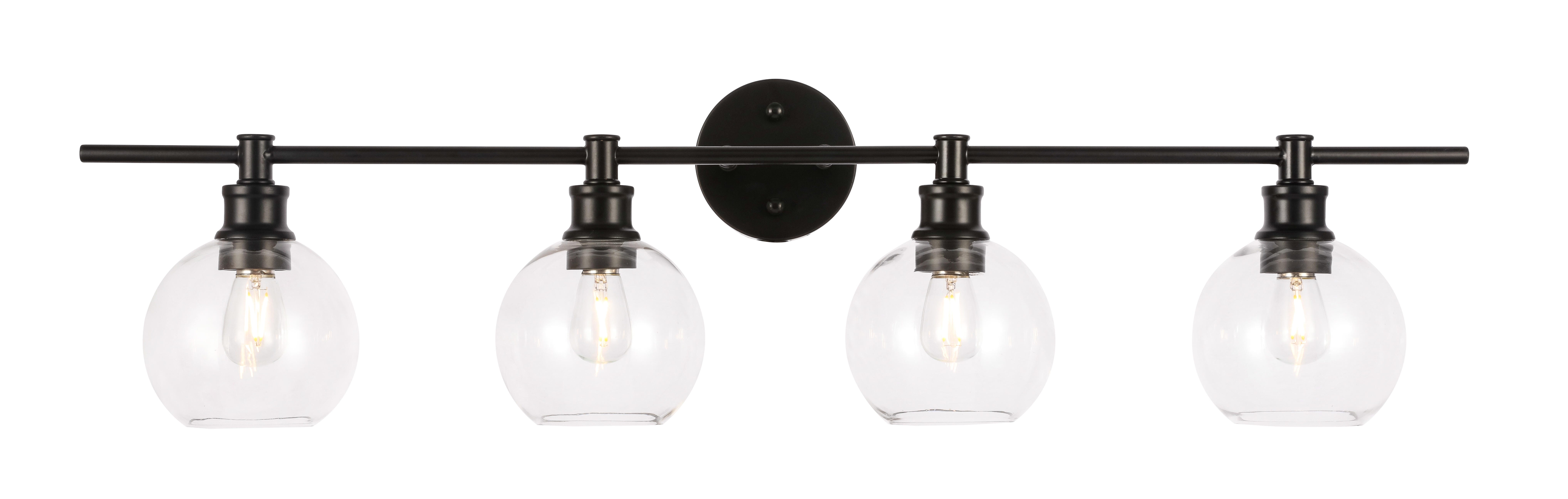 Collier 4 Light Black And Clear Glass Wall Sconce, Black/Clear, large