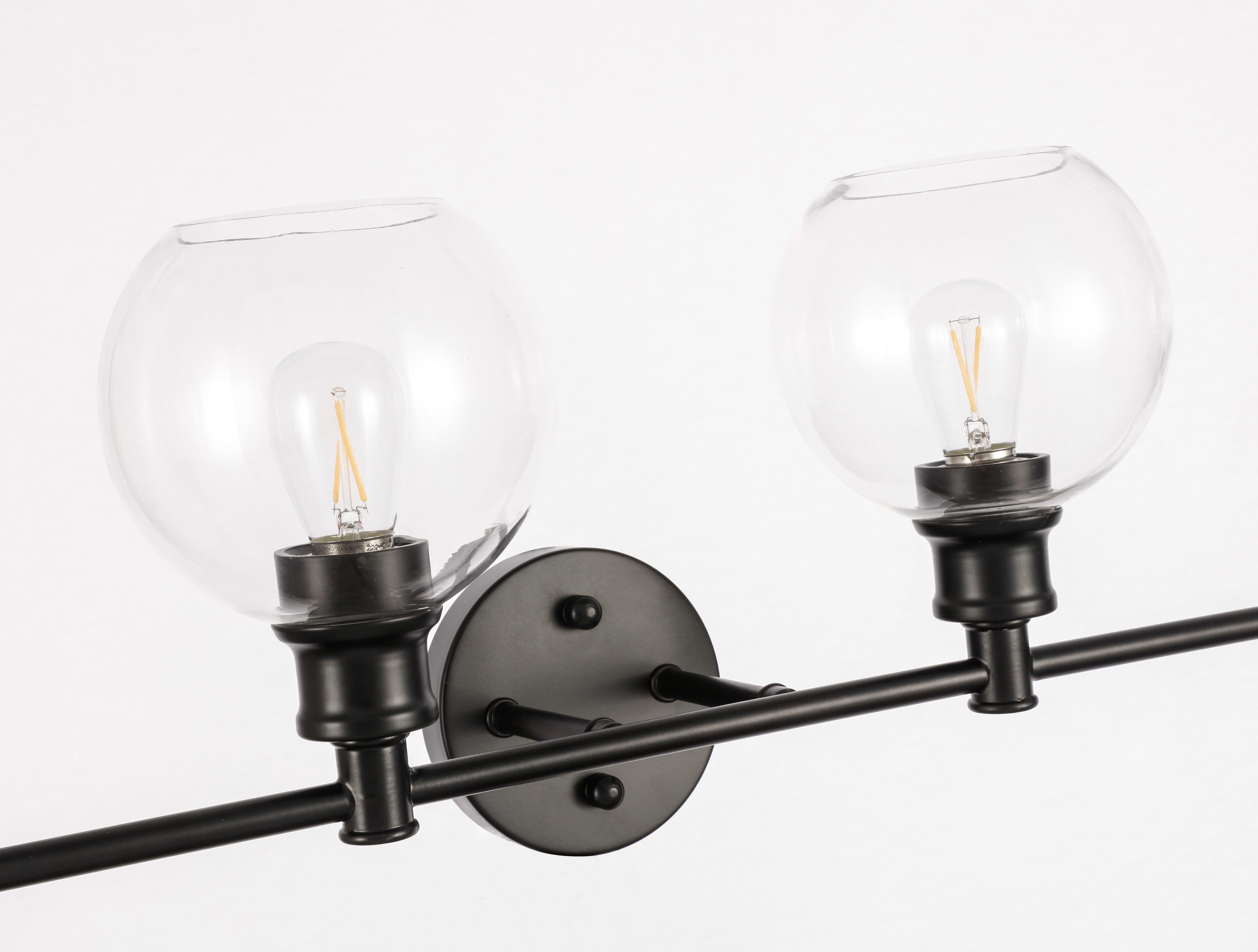 Collier 4 Light Black And Clear Glass Wall Sconce, Black/Clear, large