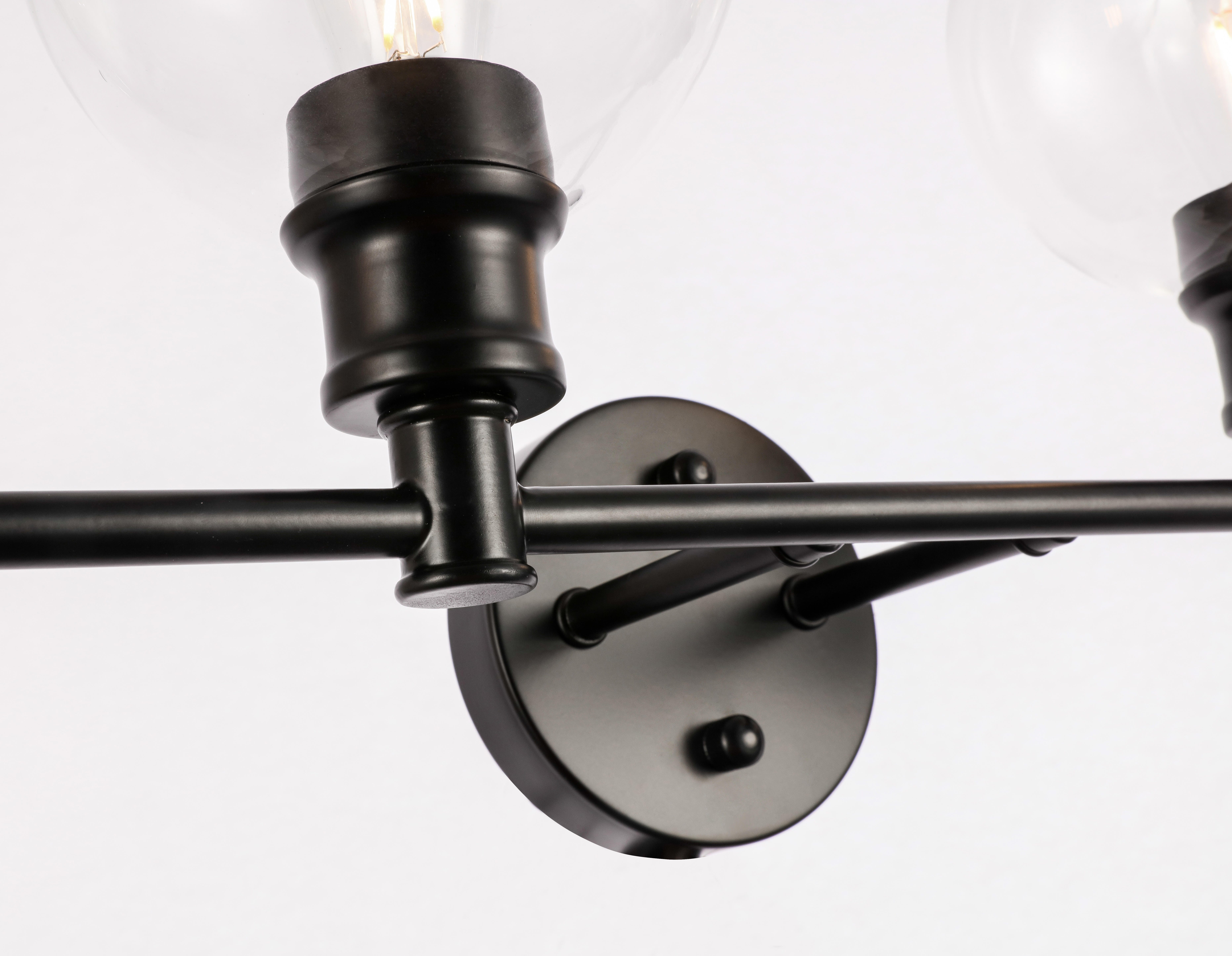 Collier 4 Light Black And Clear Glass Wall Sconce, Black/Clear, large