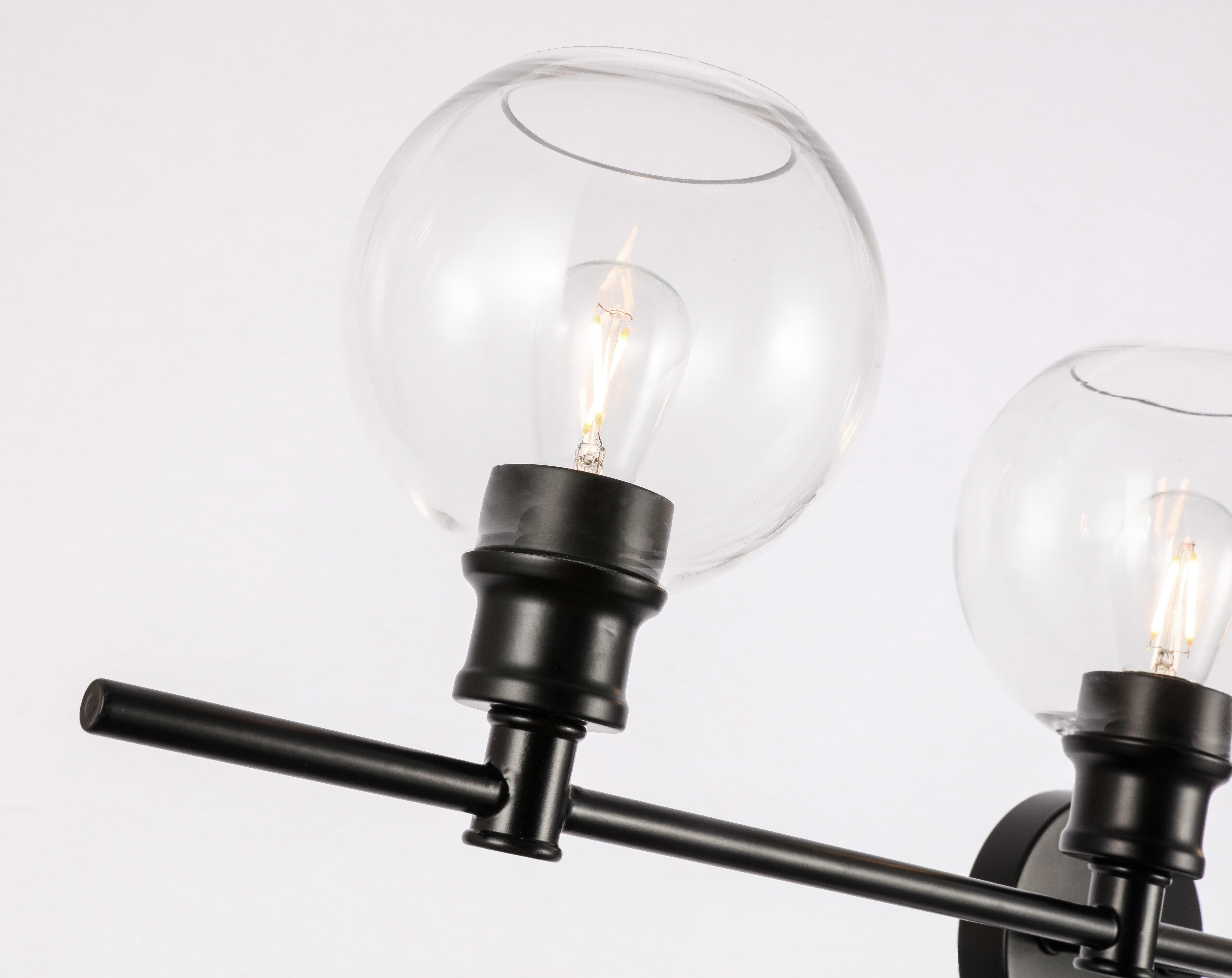 Collier 4 Light Black And Clear Glass Wall Sconce, Black/Clear, large