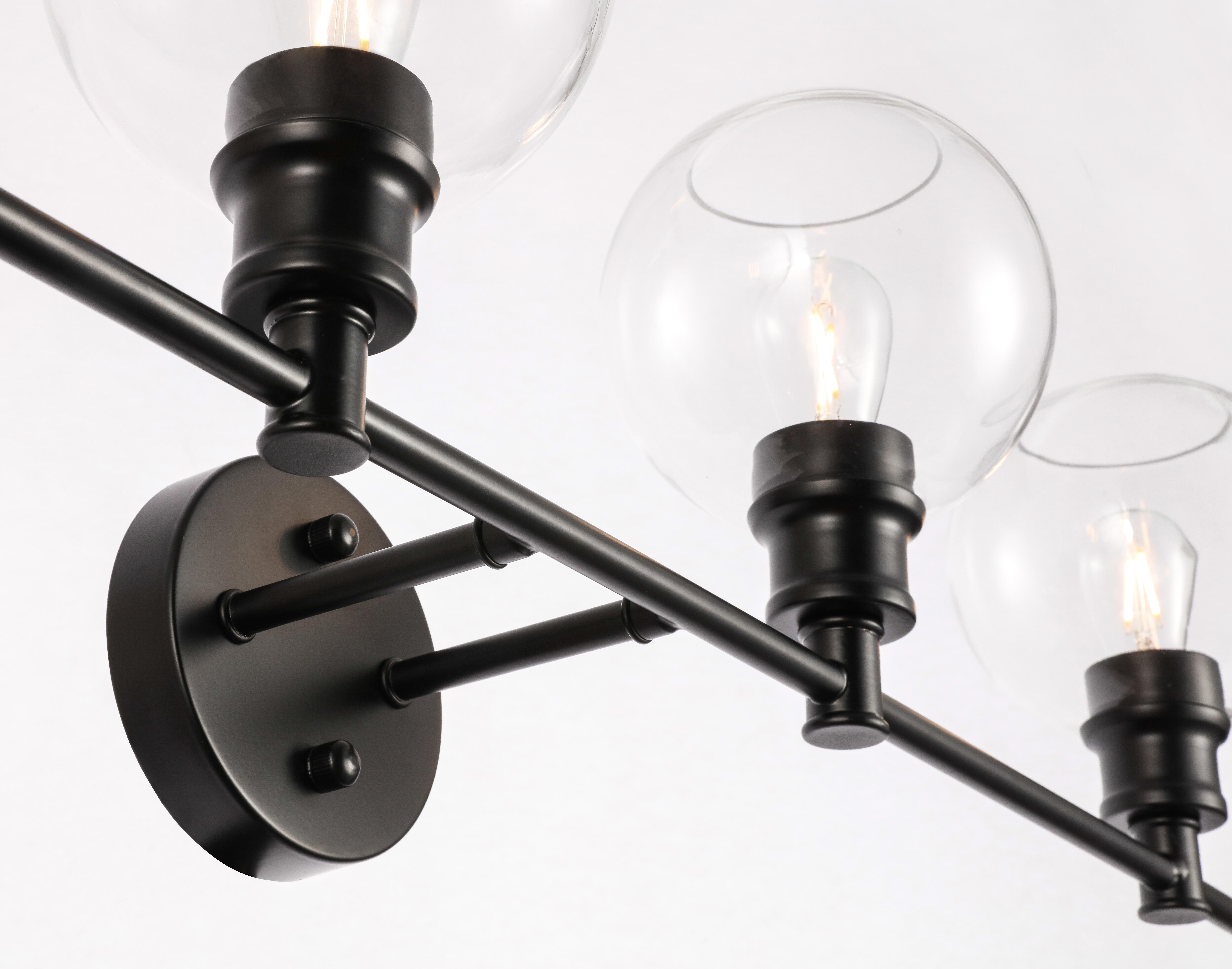 Collier 4 Light Black And Clear Glass Wall Sconce, Black/Clear, large