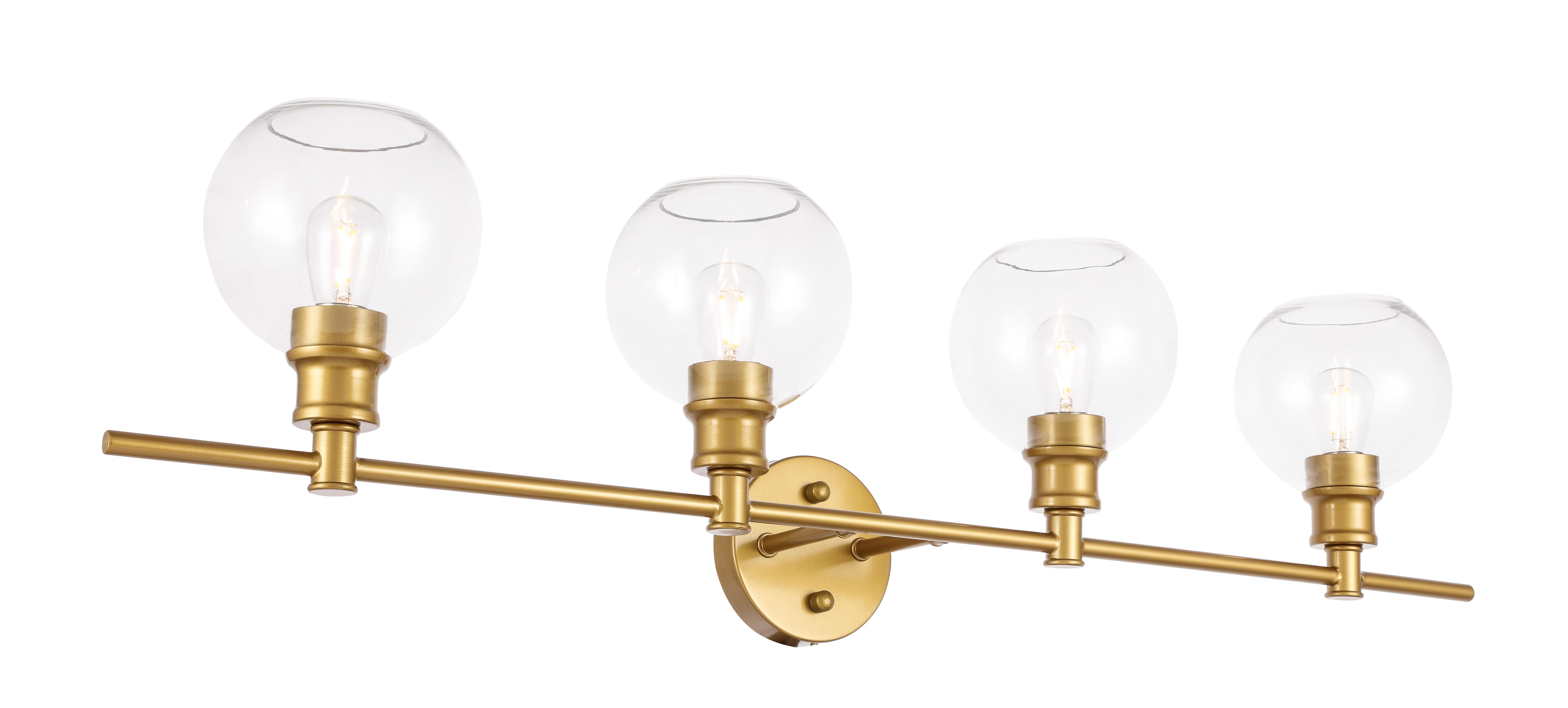 Collier 4 Light Brass And Clear Glass Wall Sconce, Brass/Clear, large