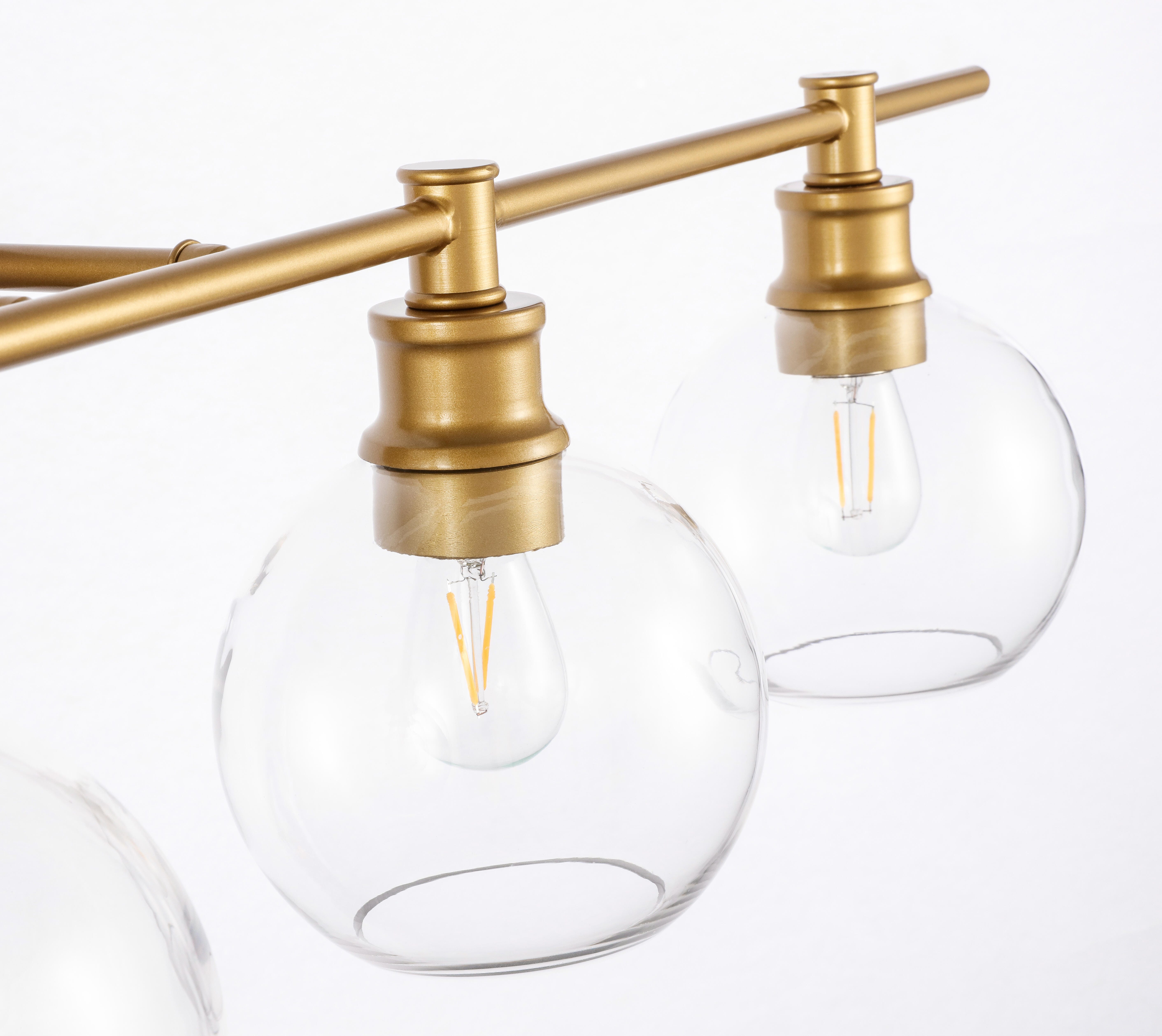 Collier 4 Light Brass And Clear Glass Wall Sconce, Brass/Clear, large