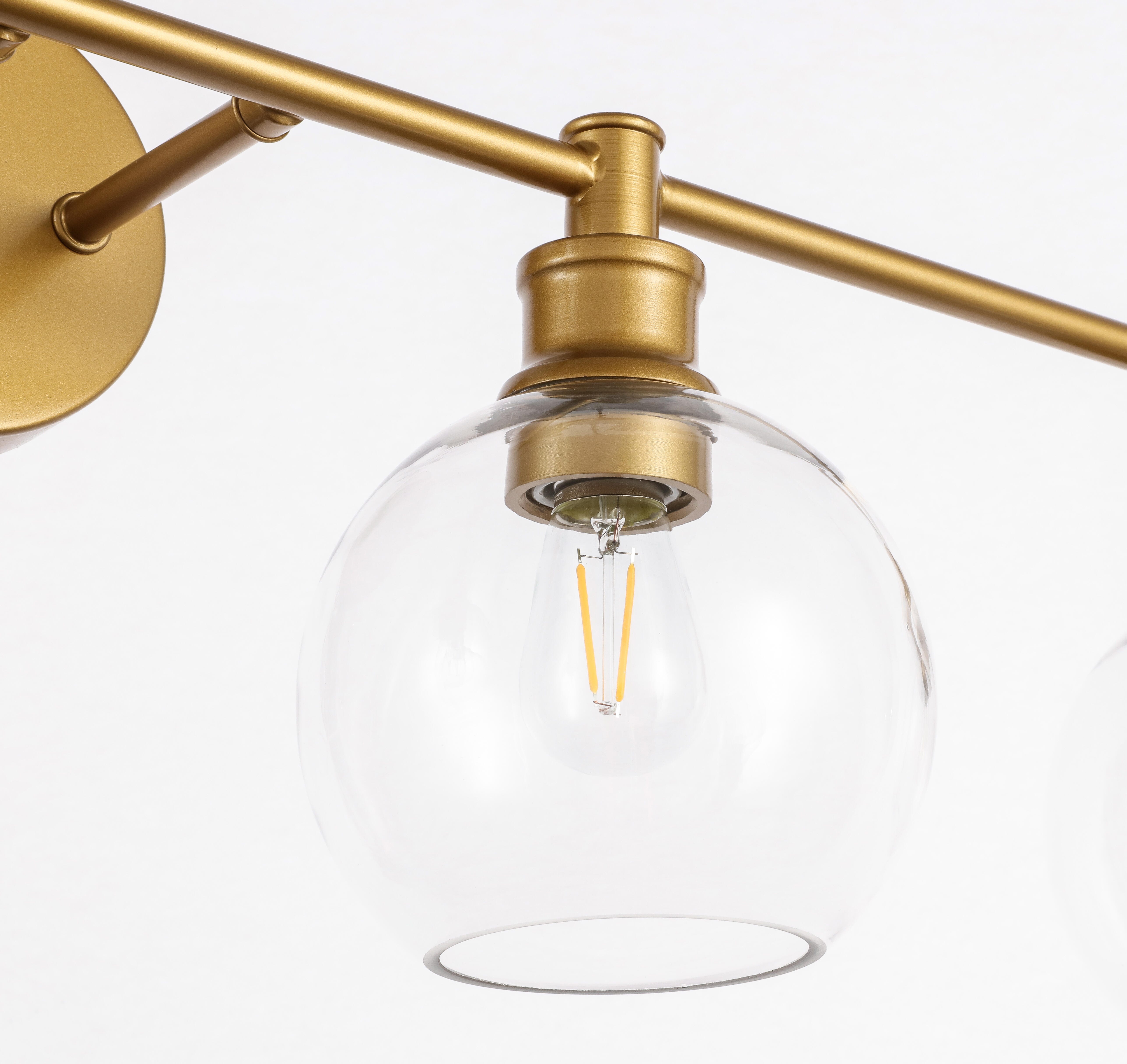 Collier 4 Light Brass And Clear Glass Wall Sconce, Brass/Clear, large