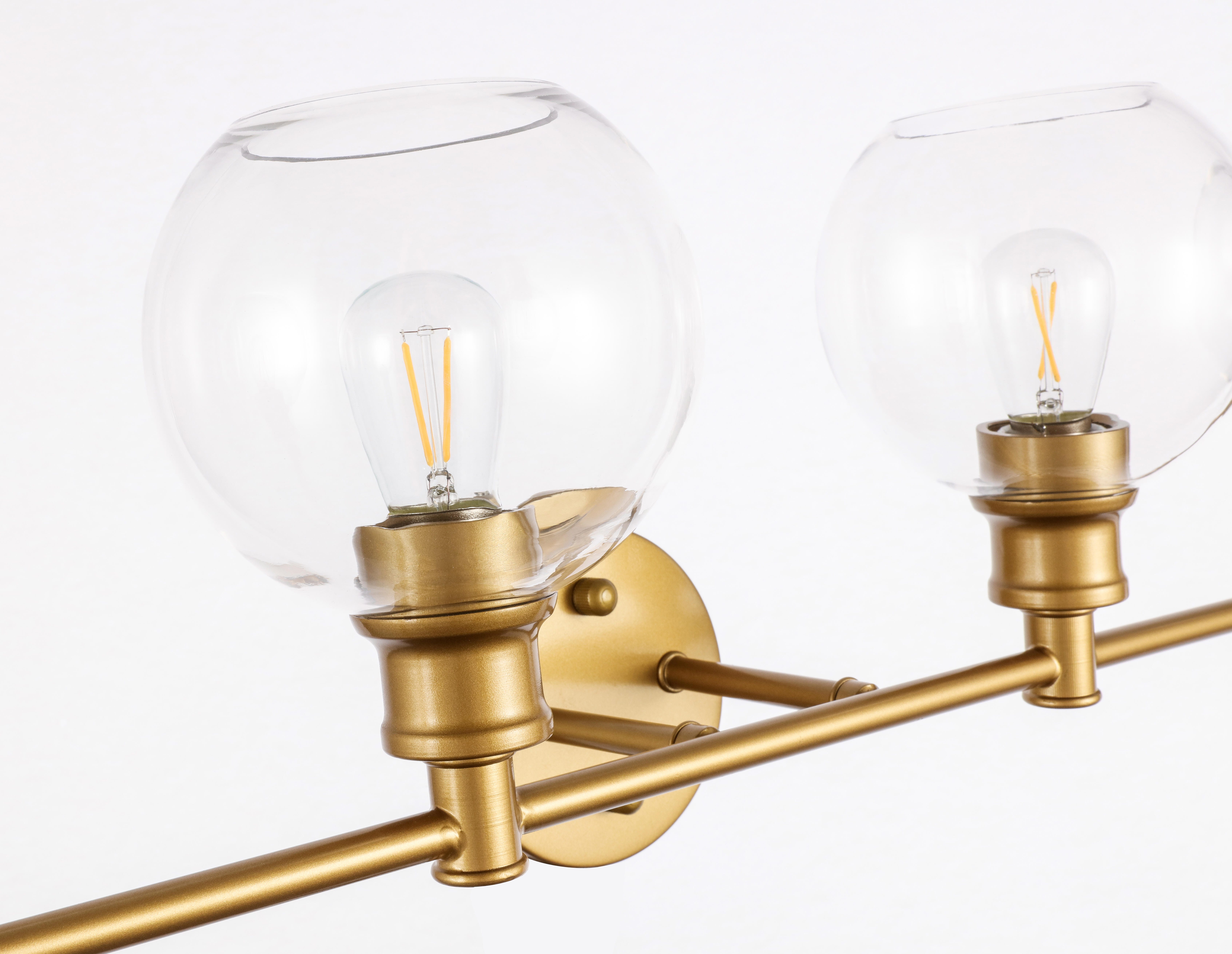 Collier 4 Light Brass And Clear Glass Wall Sconce, Brass/Clear, large