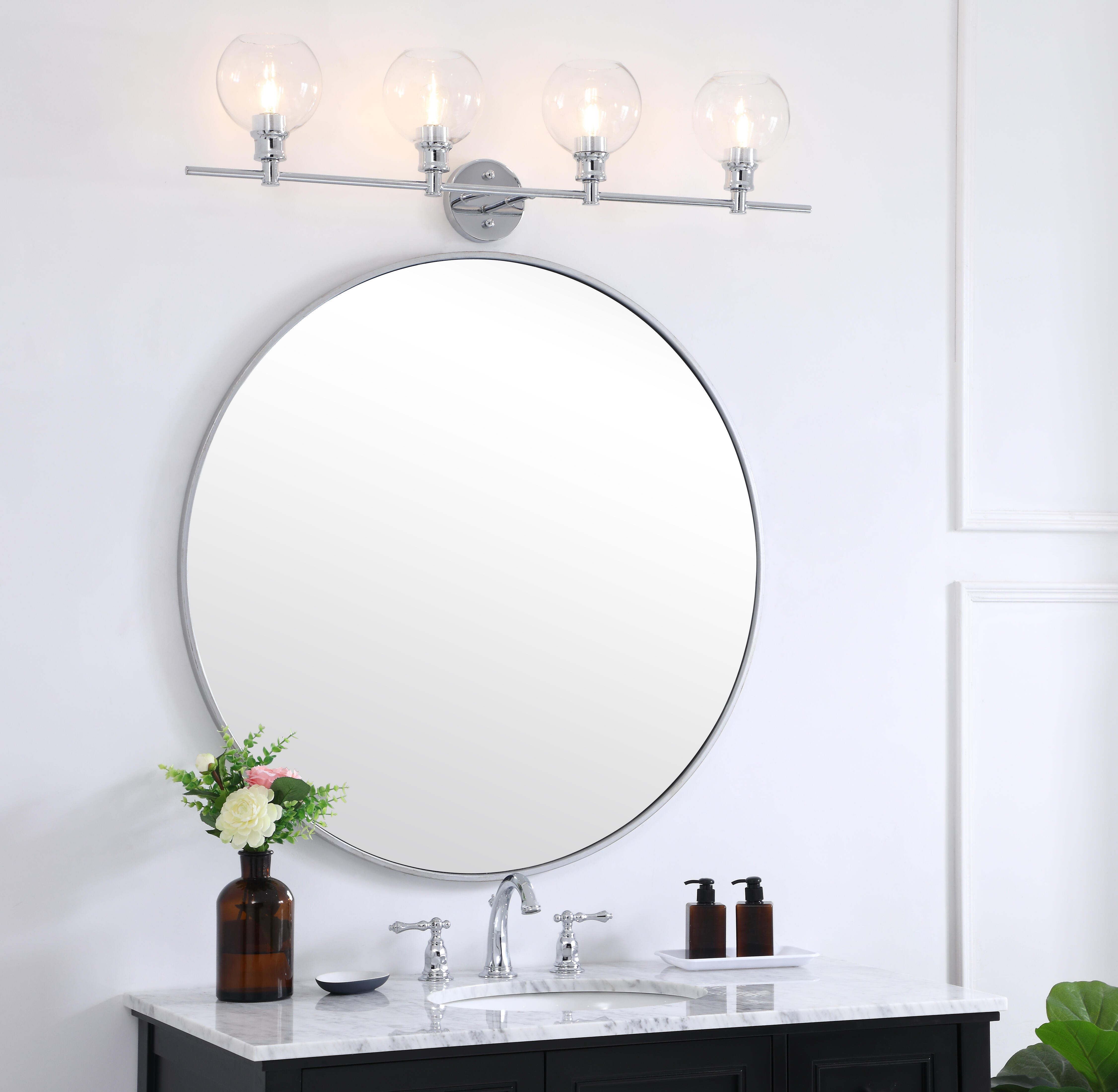 Collier 4 Light Chrome And Clear Glass Wall Sconce, Chrome/Clear, large