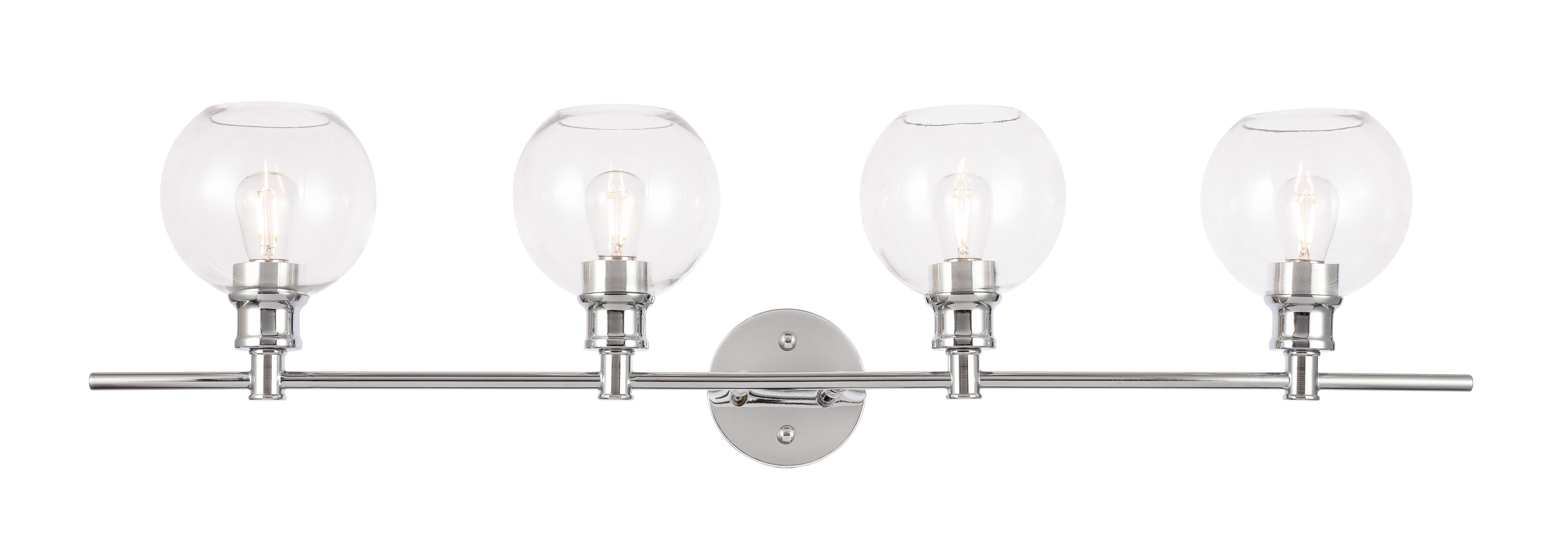 Collier 4 Light Chrome And Clear Glass Wall Sconce, Chrome/Clear, large