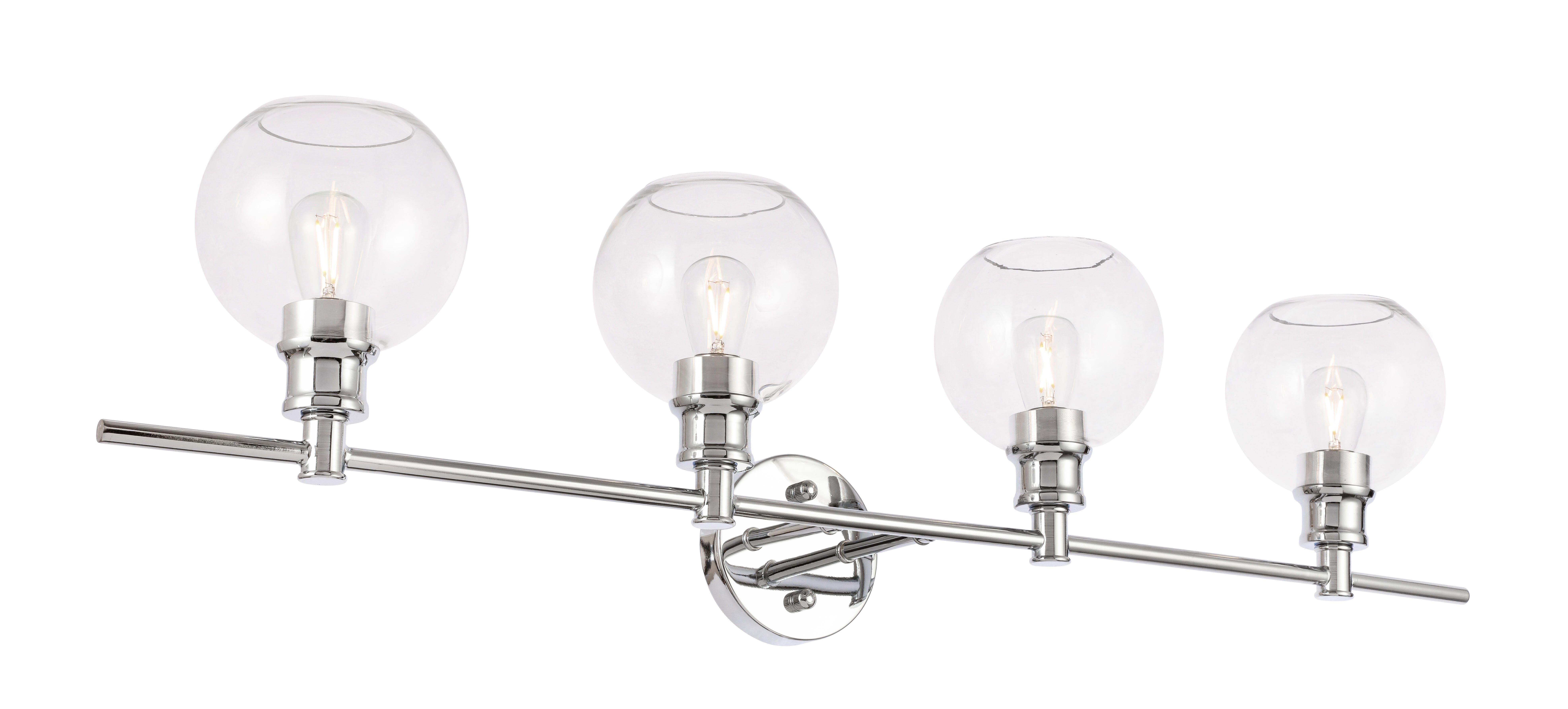 Collier 4 Light Chrome And Clear Glass Wall Sconce, Chrome/Clear, large