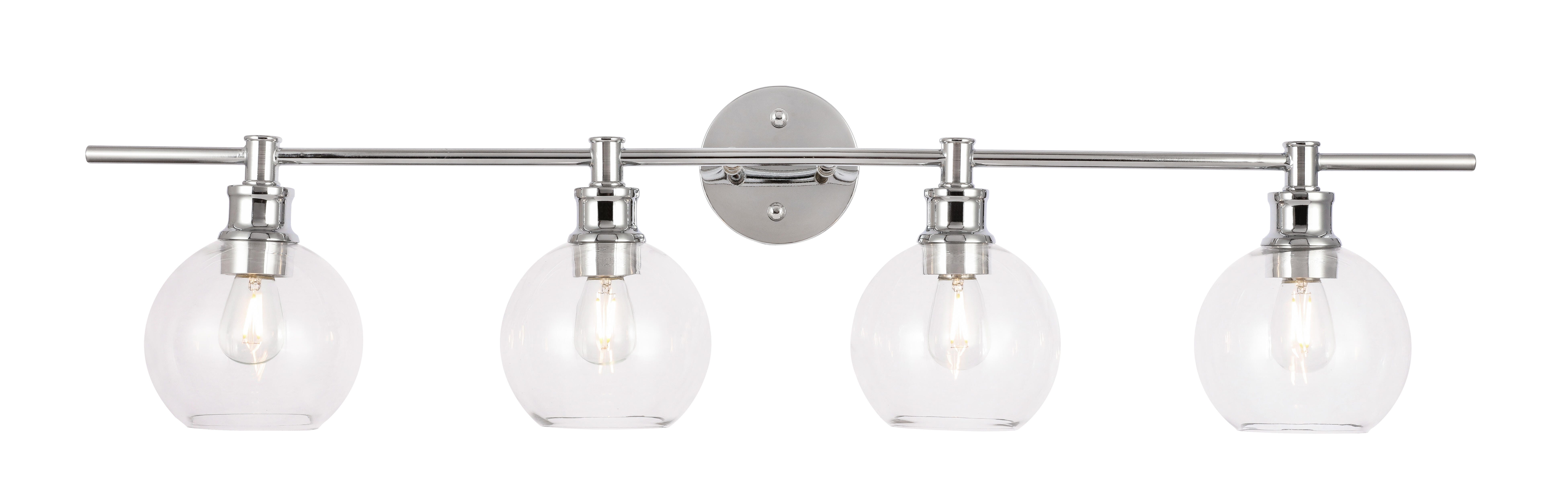 Collier 4 Light Chrome And Clear Glass Wall Sconce, Chrome/Clear, large