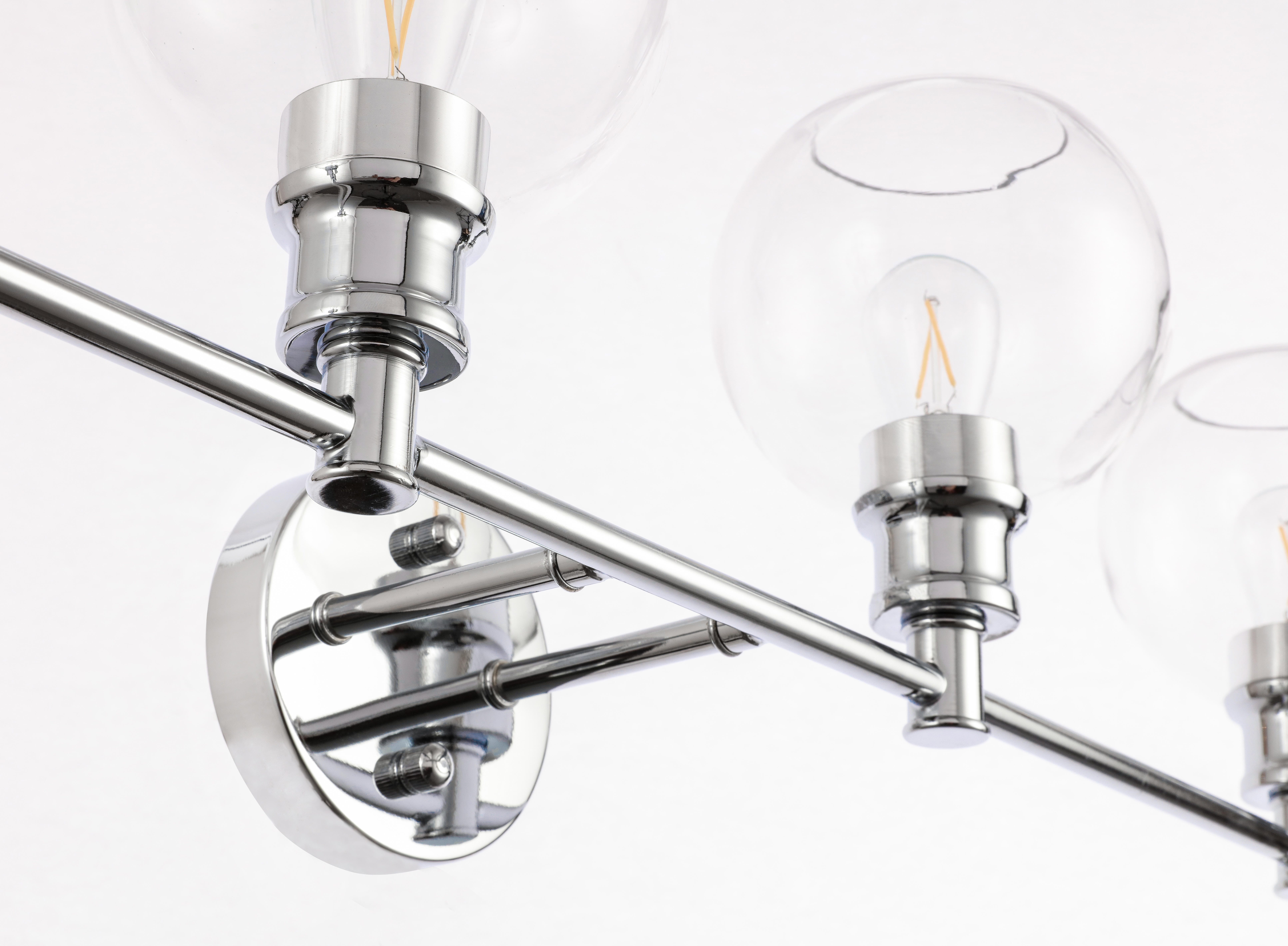 Collier 4 Light Chrome And Clear Glass Wall Sconce, Chrome/Clear, large