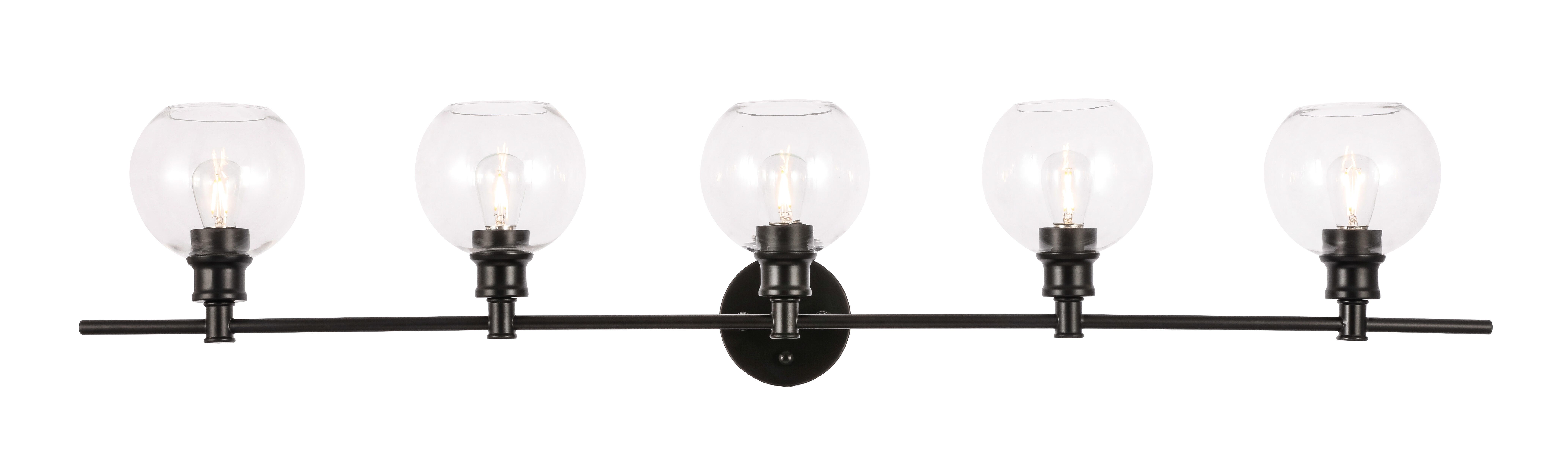 Collier 5 Light Black And Clear Glass Wall Sconce, Black/Clear, large