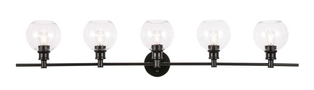 Collier 5 Light Black And Clear Glass Wall Sconce, Black/Clear