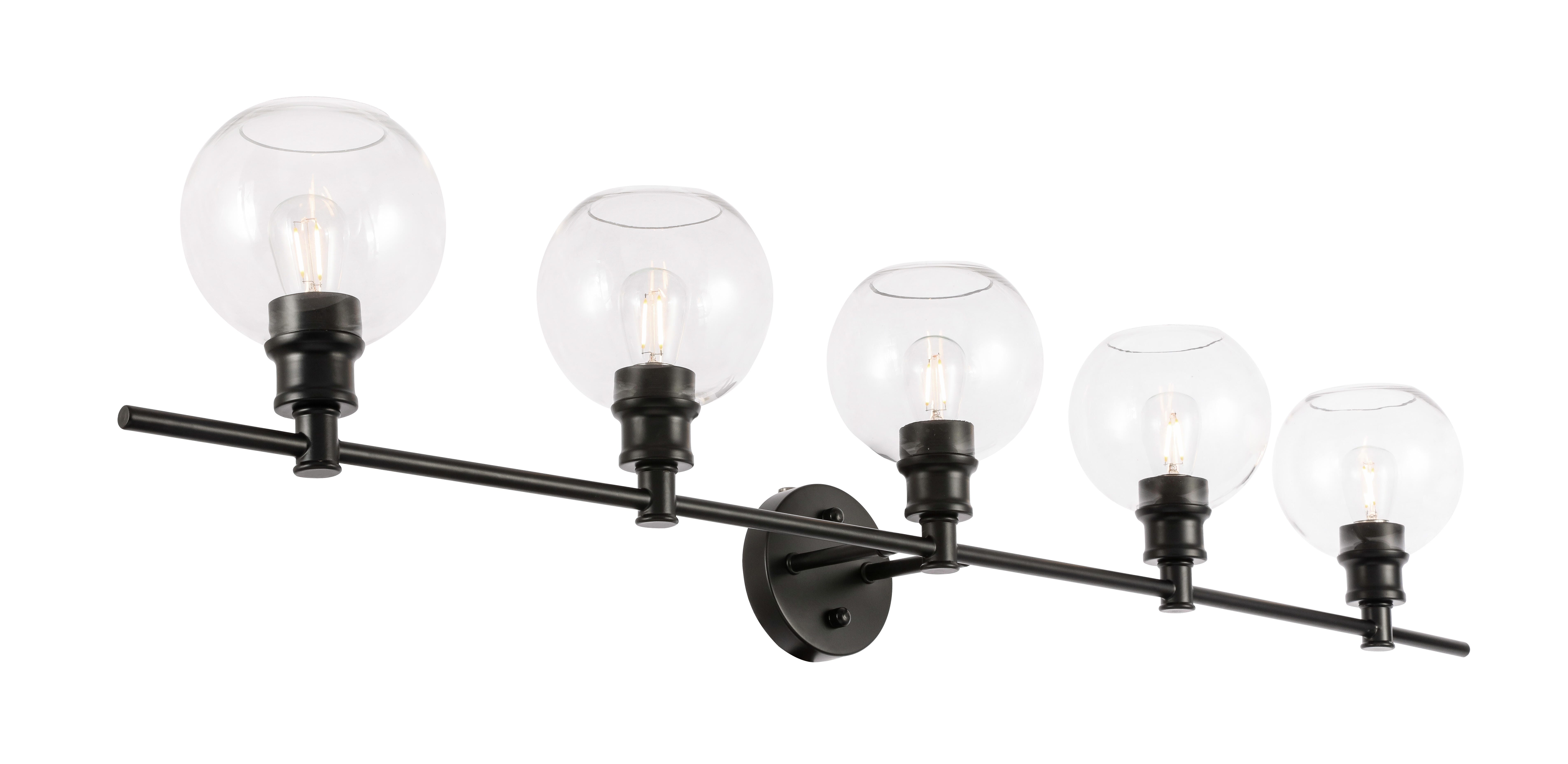 Collier 5 Light Black And Clear Glass Wall Sconce, Black/Clear, large