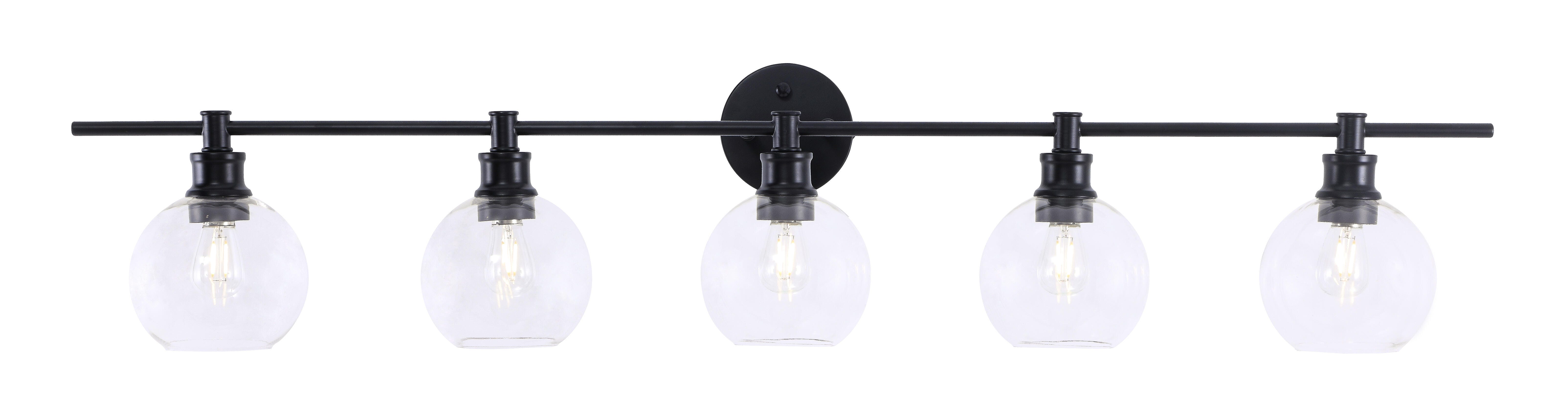 Collier 5 Light Black And Clear Glass Wall Sconce, Black/Clear, large