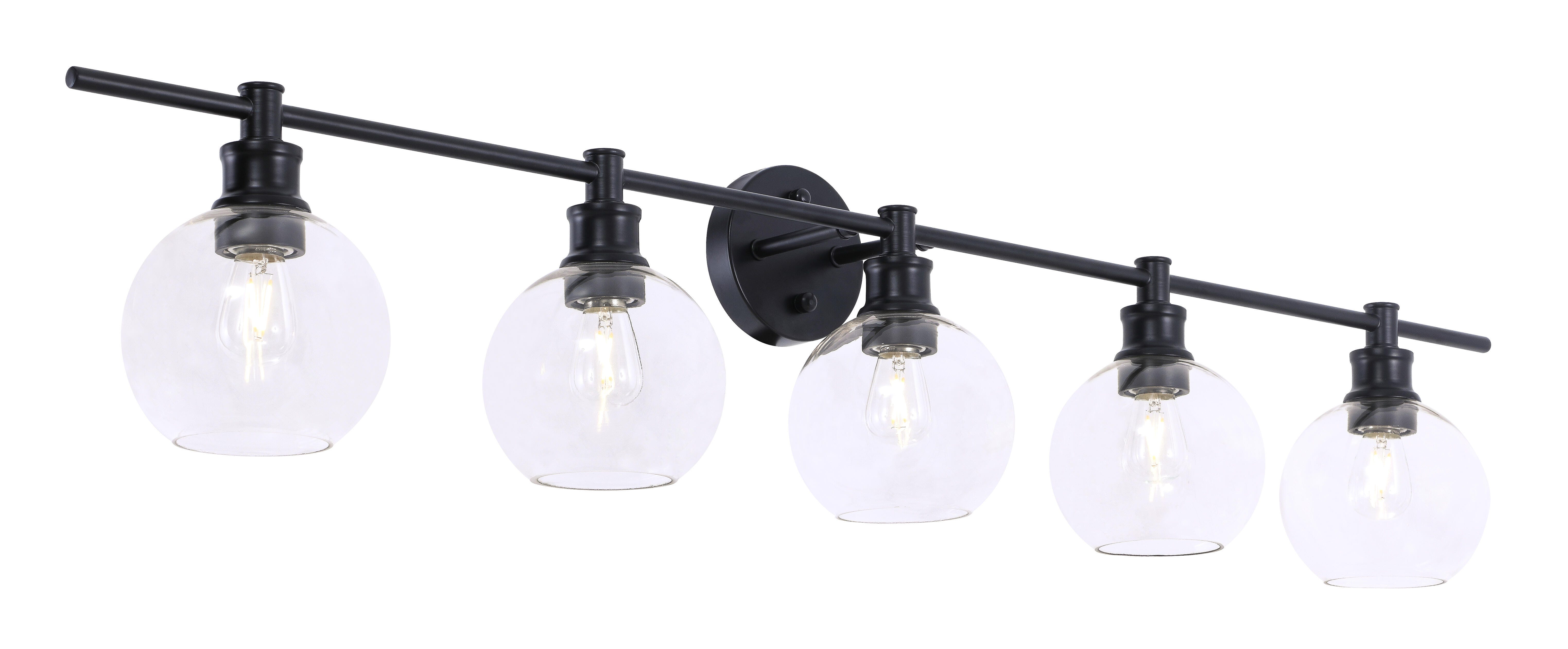 Collier 5 Light Black And Clear Glass Wall Sconce, Black/Clear, large