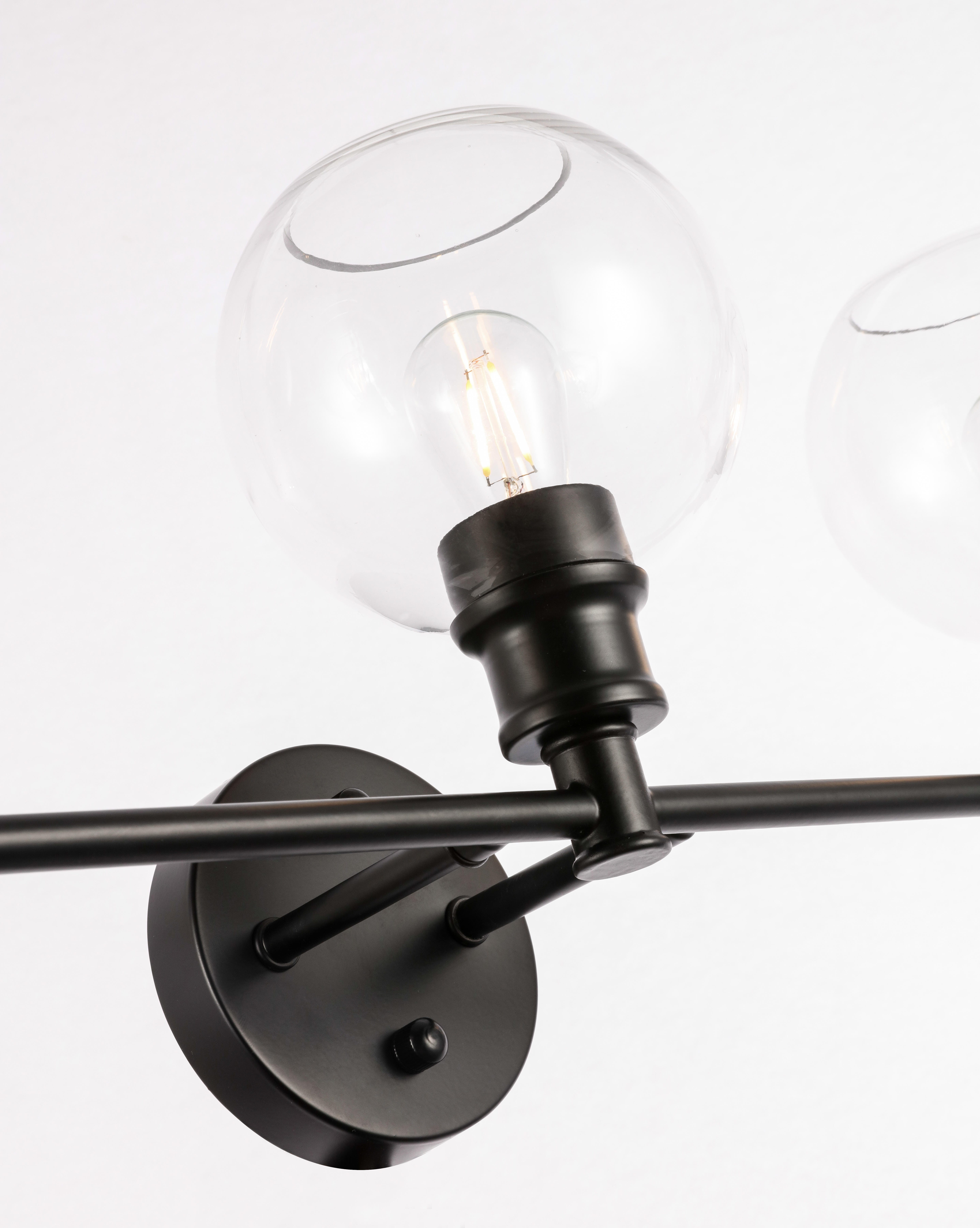 Collier 5 Light Black And Clear Glass Wall Sconce, Black/Clear, large