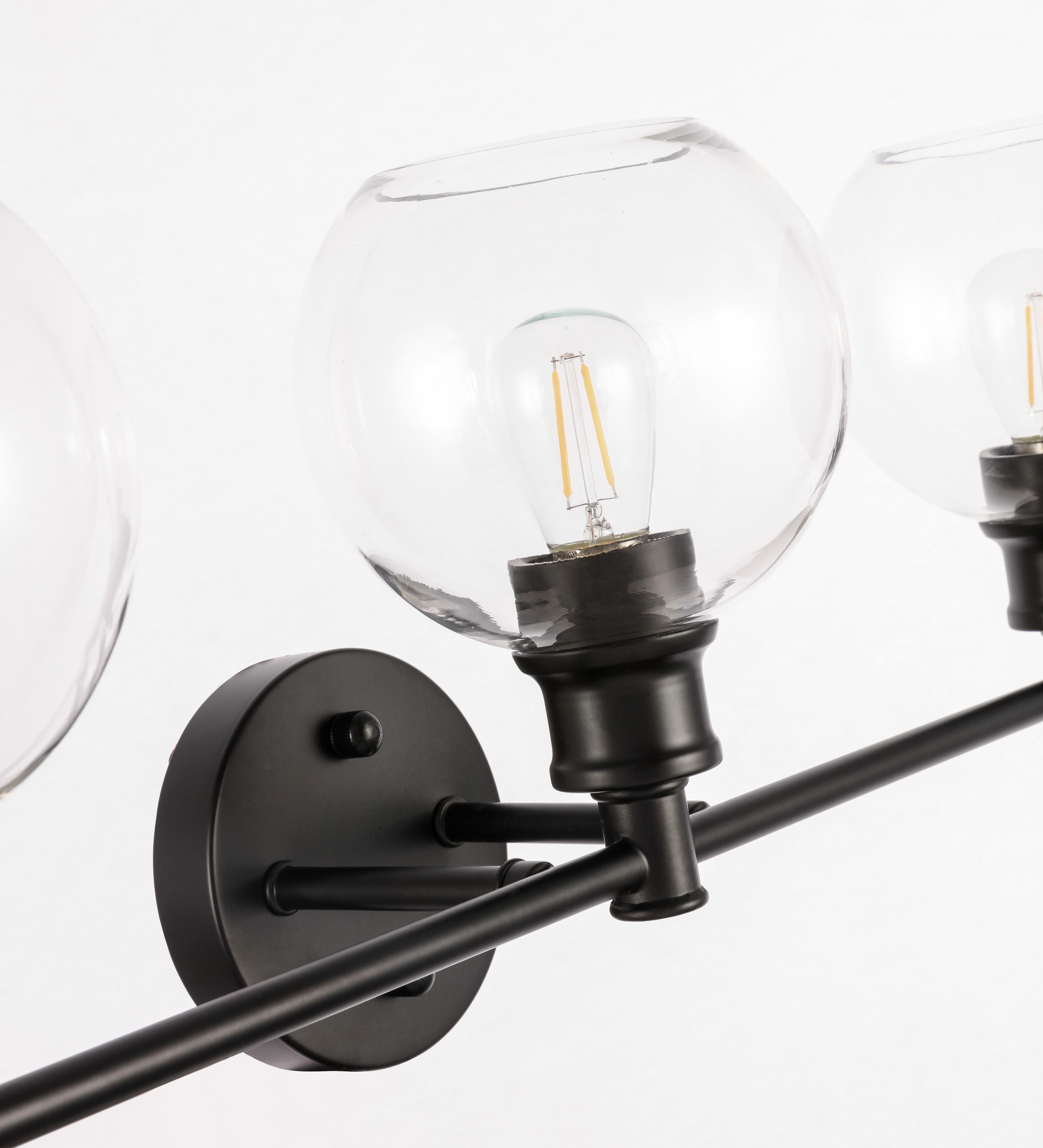 Collier 5 Light Black And Clear Glass Wall Sconce, Black/Clear, large
