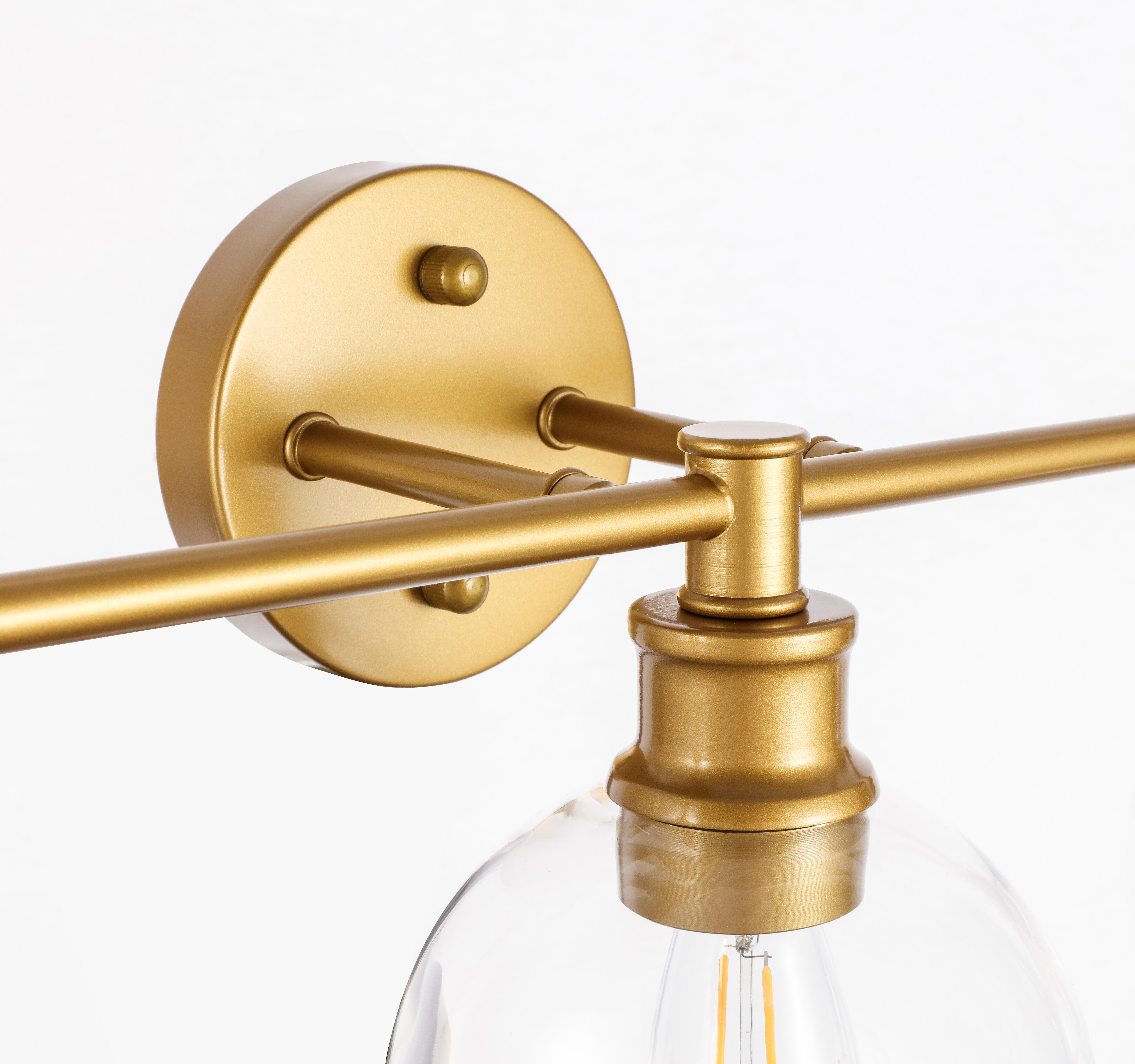 Collier 5 Light Brass And Clear Glass Wall Sconce, Brass/Clear, large