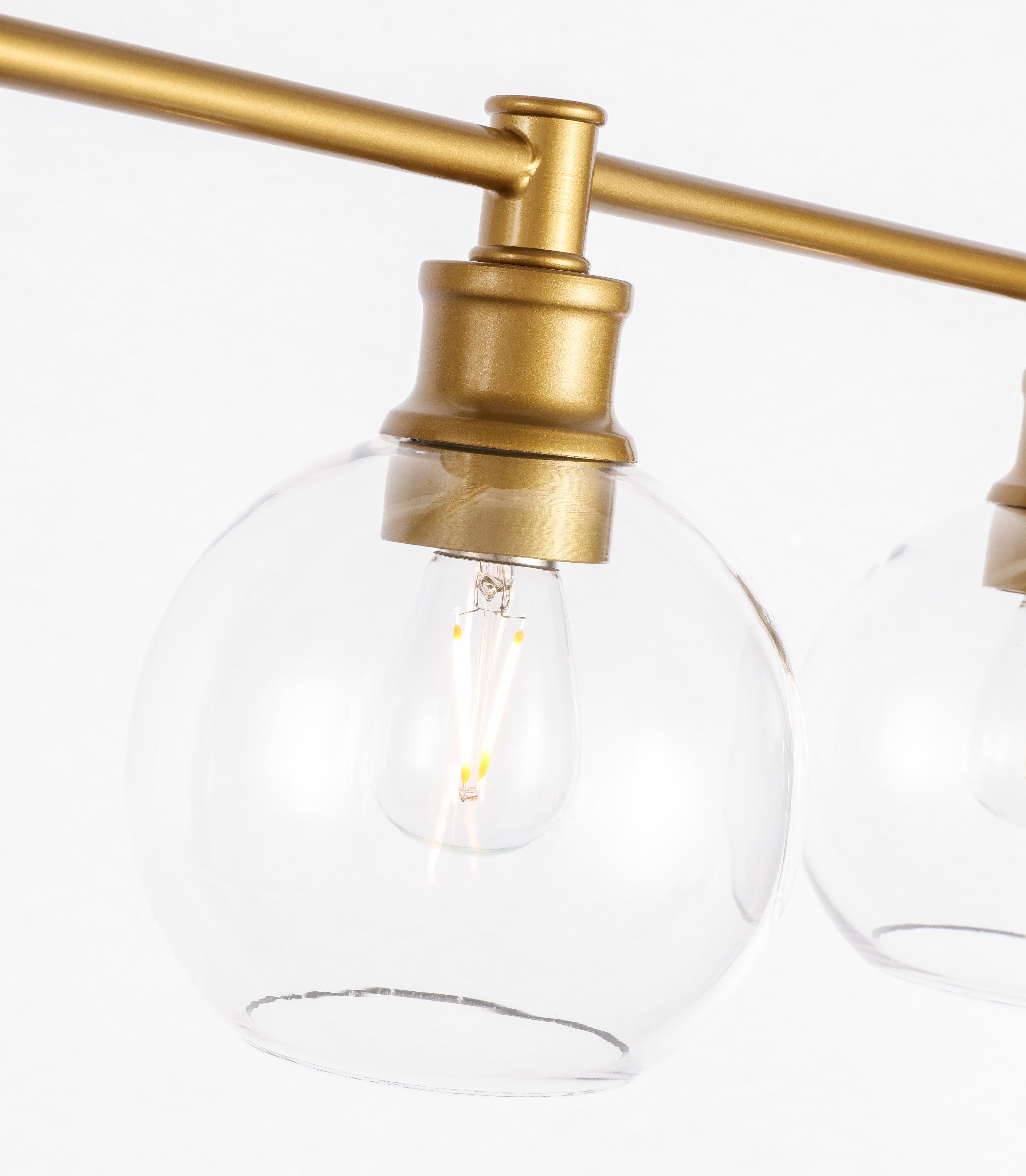 Collier 5 Light Brass And Clear Glass Wall Sconce, Brass/Clear, large