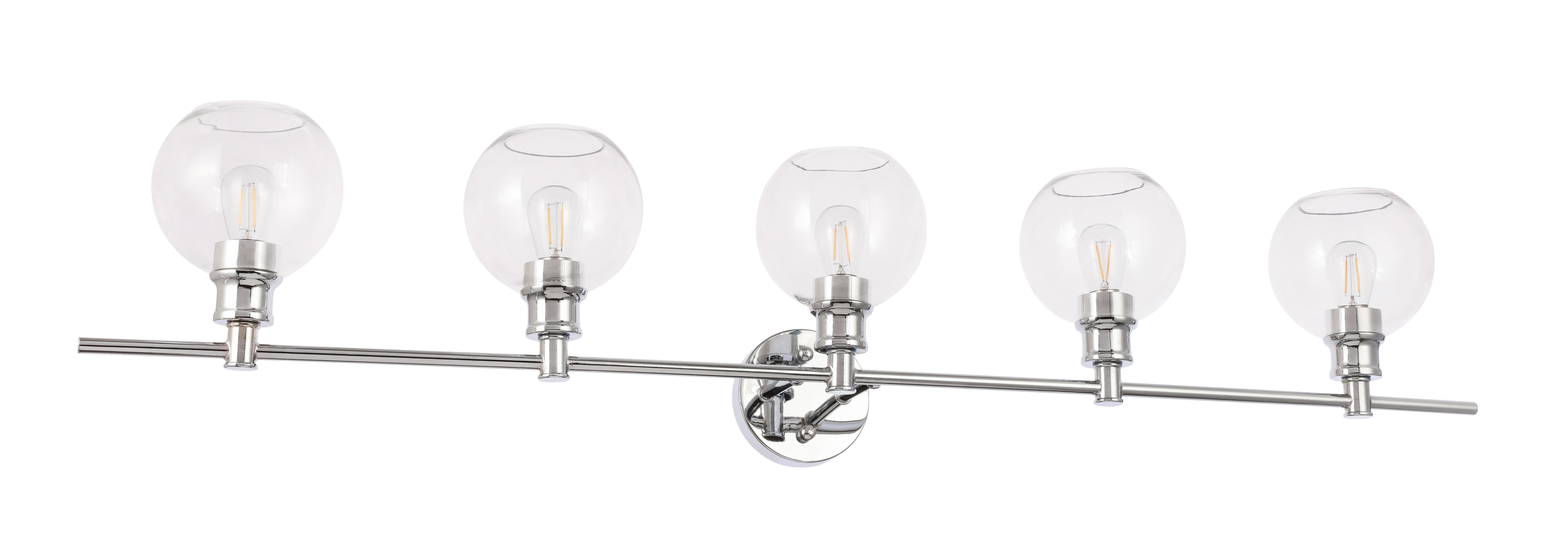 Collier 5 Light Chrome And Clear Glass Wall Sconce, Chrome, large