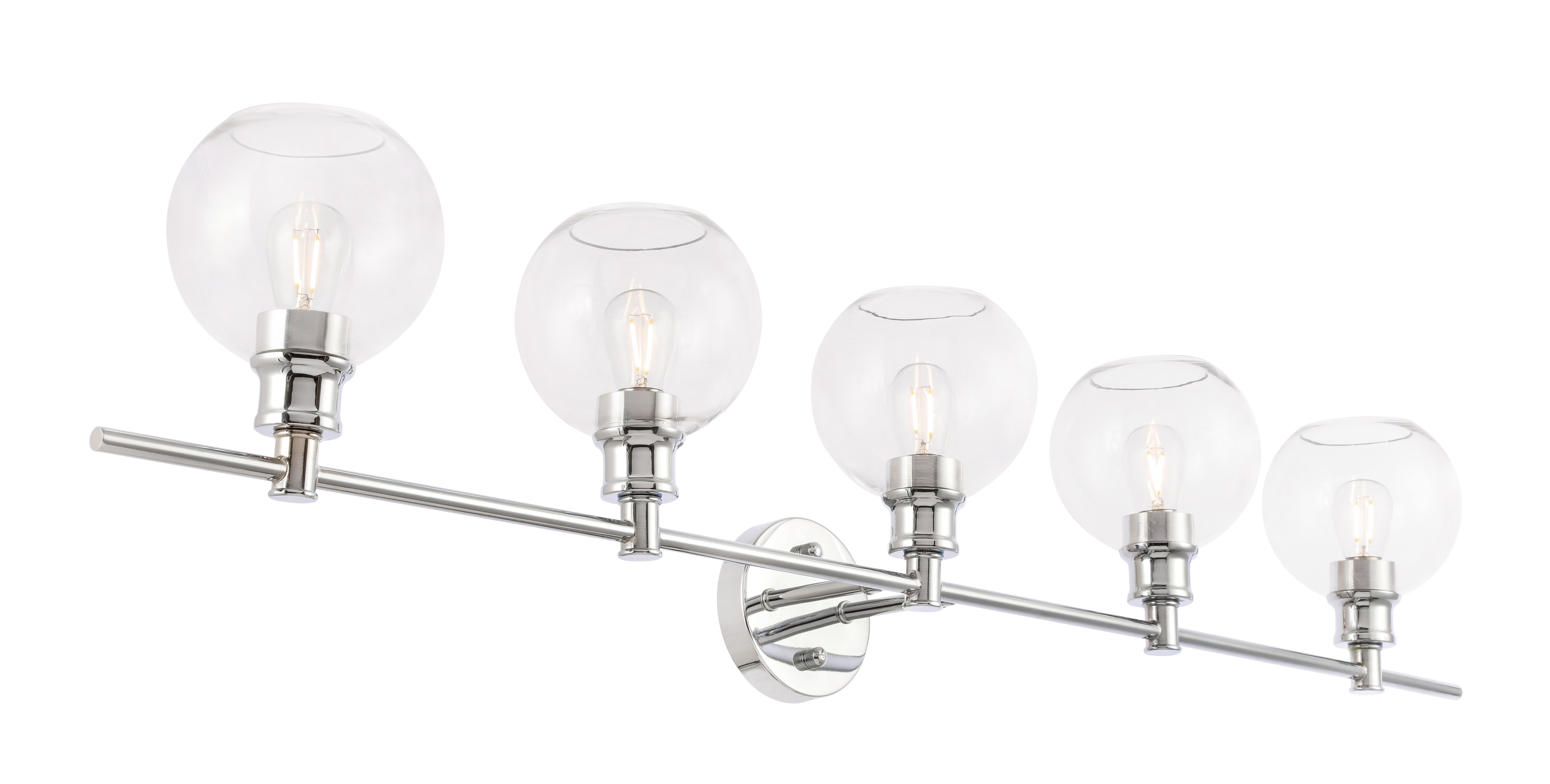 Collier 5 Light Chrome And Clear Glass Wall Sconce, Chrome, large