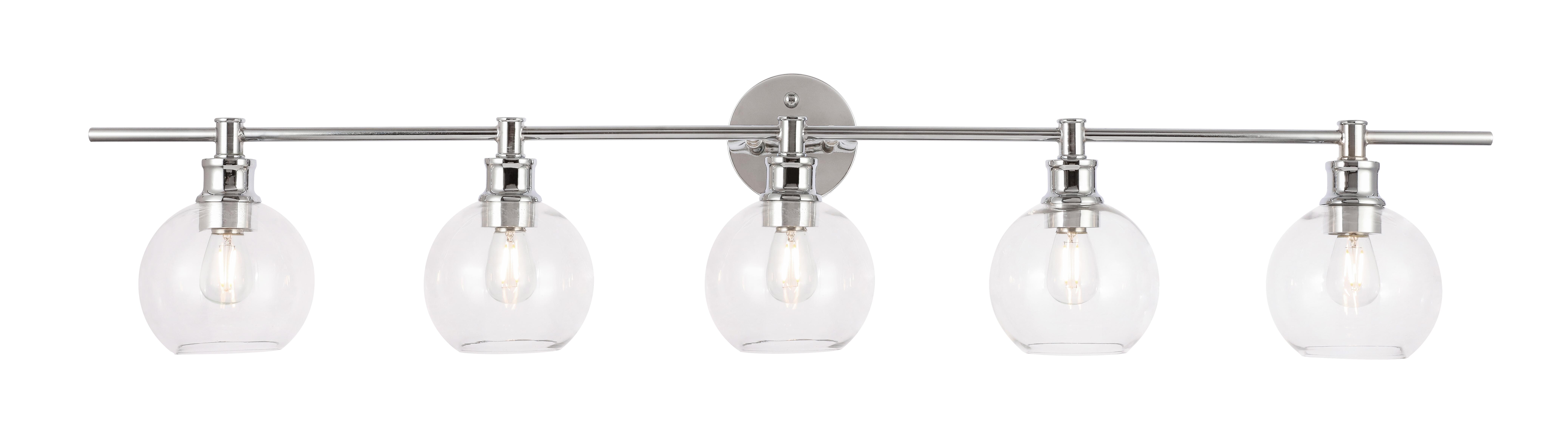 Collier 5 Light Chrome And Clear Glass Wall Sconce, Chrome, large