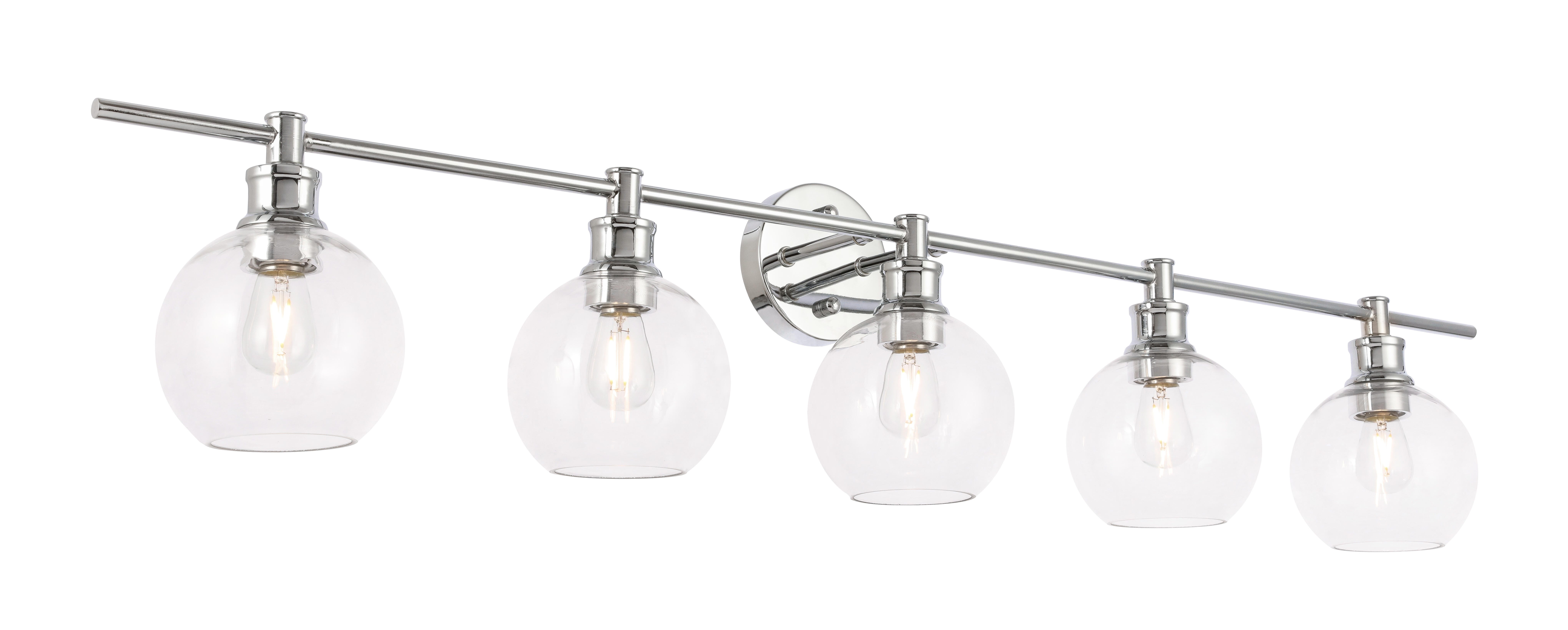 Collier 5 Light Chrome And Clear Glass Wall Sconce, Chrome, large