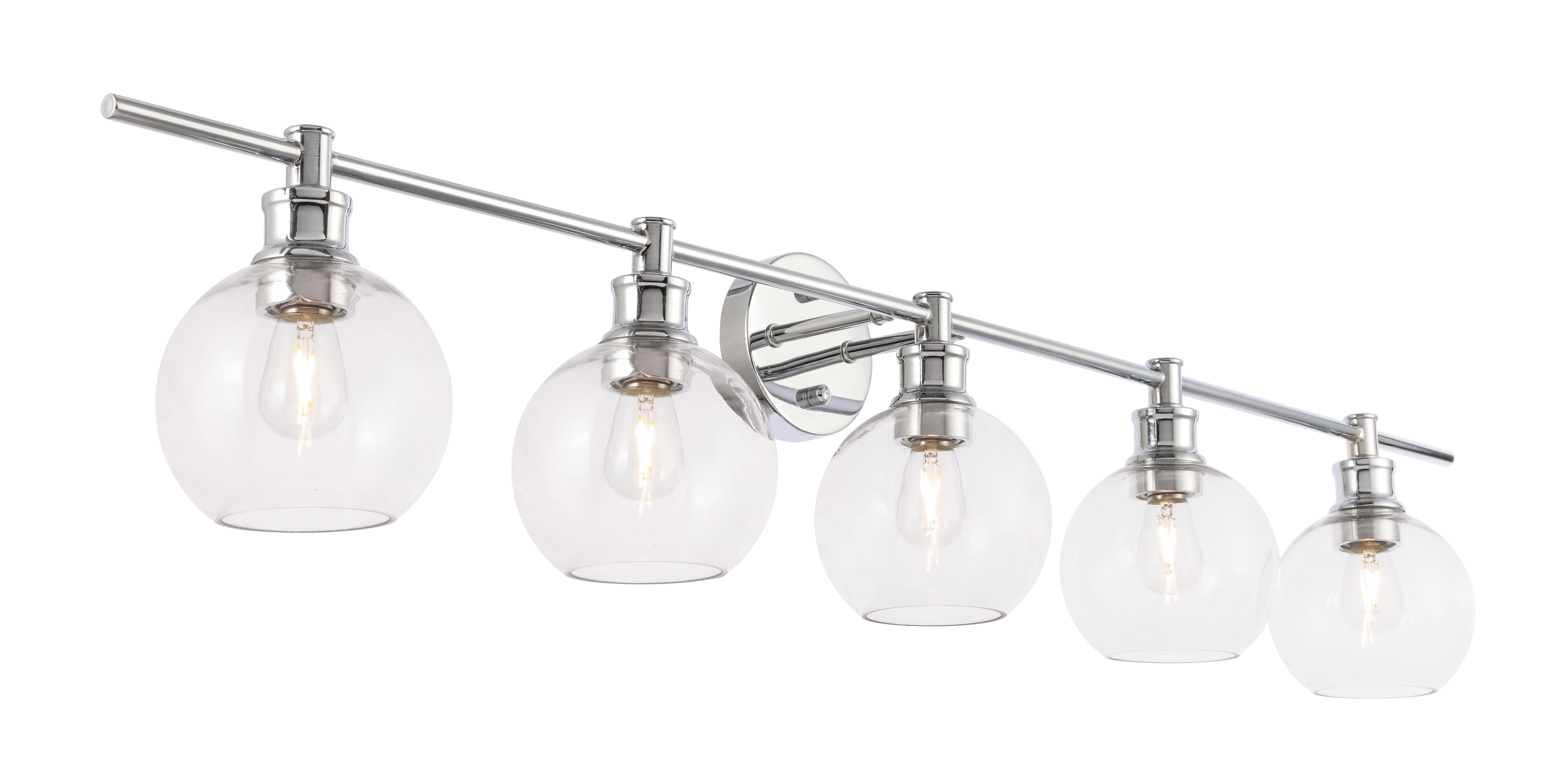 Collier 5 Light Chrome And Clear Glass Wall Sconce, Chrome, large