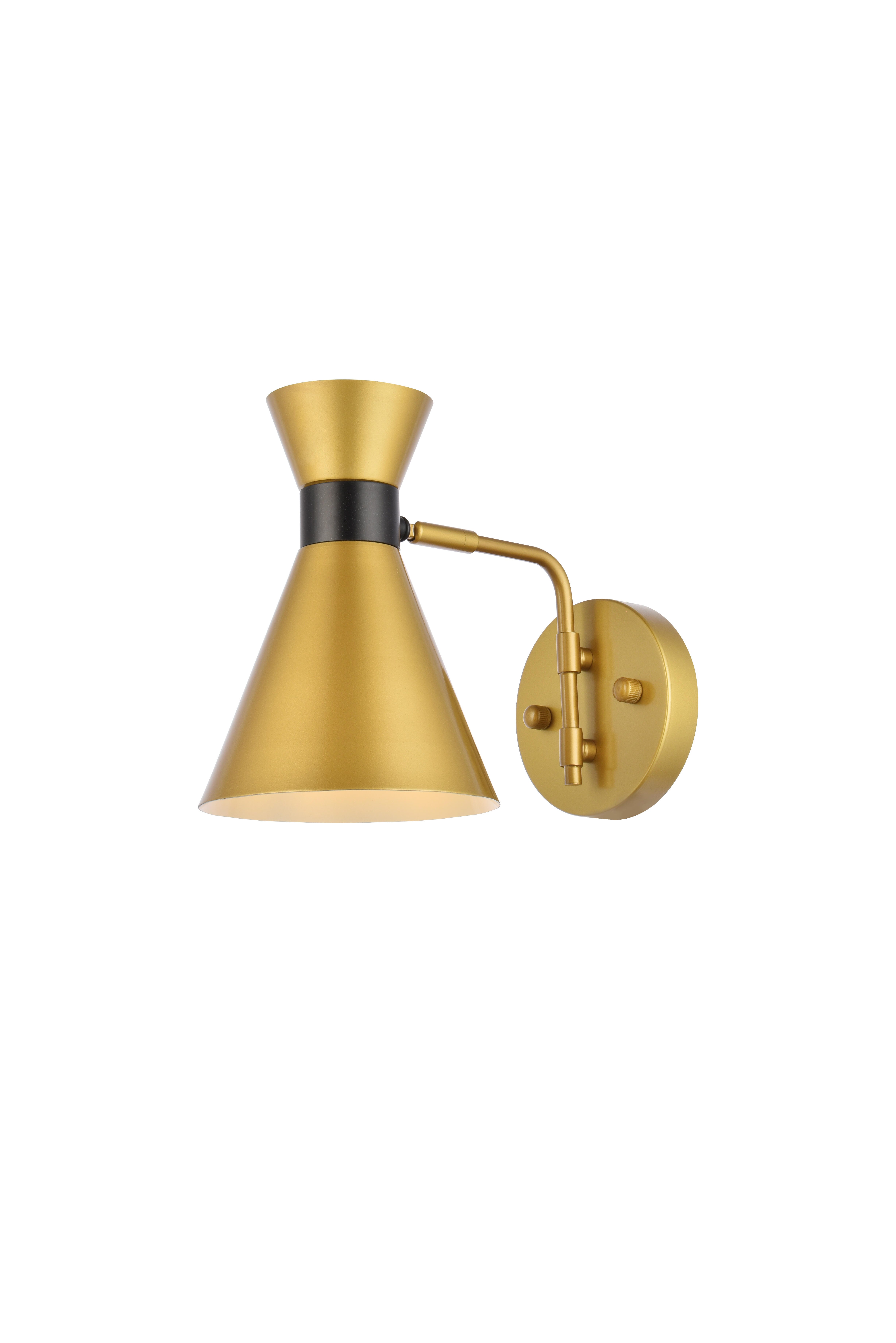 Halycon 6 Inch Light Brass Wall Sconce, Brass/Black, large