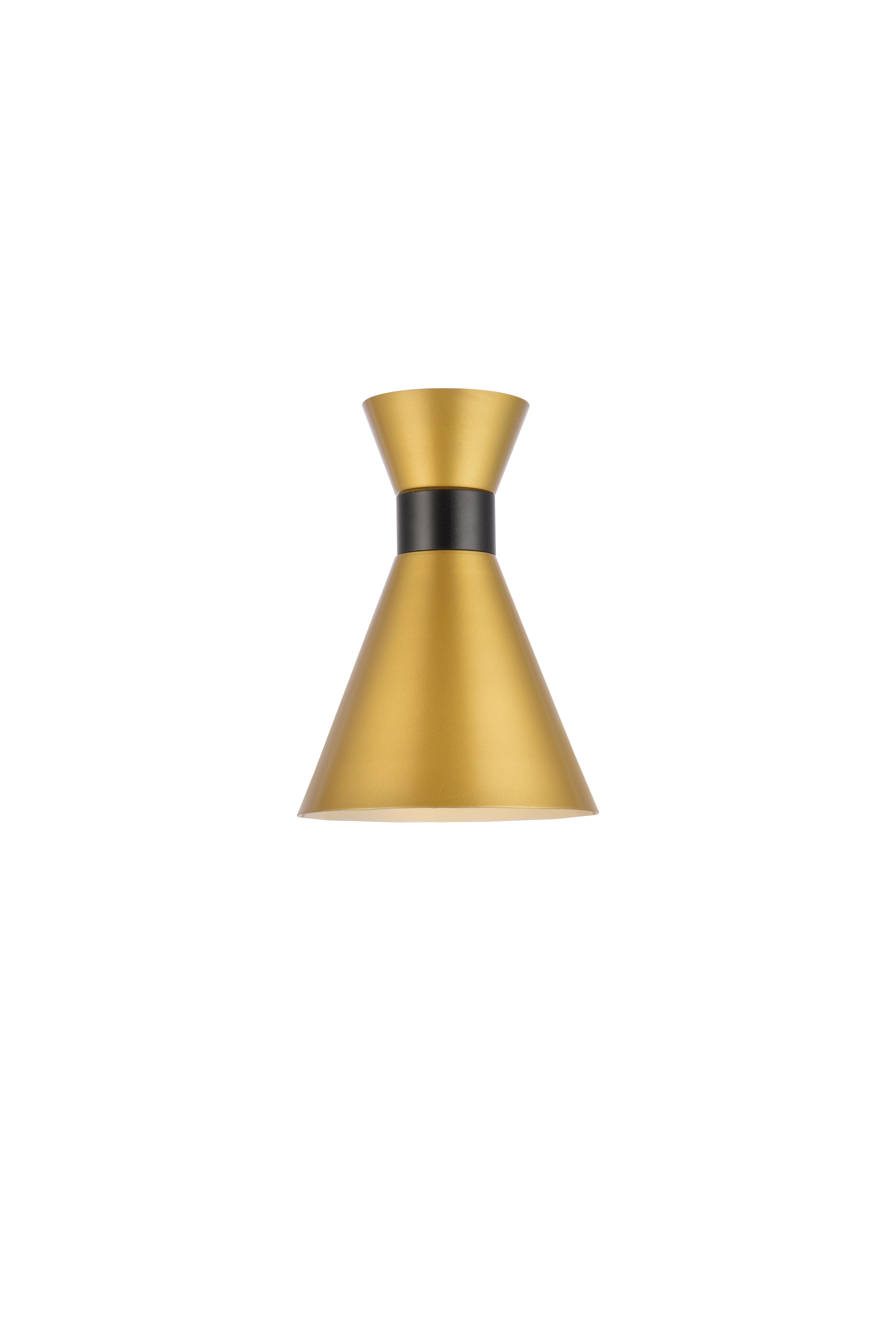 Halycon 6 Inch Light Brass Wall Sconce, Brass/Black, large