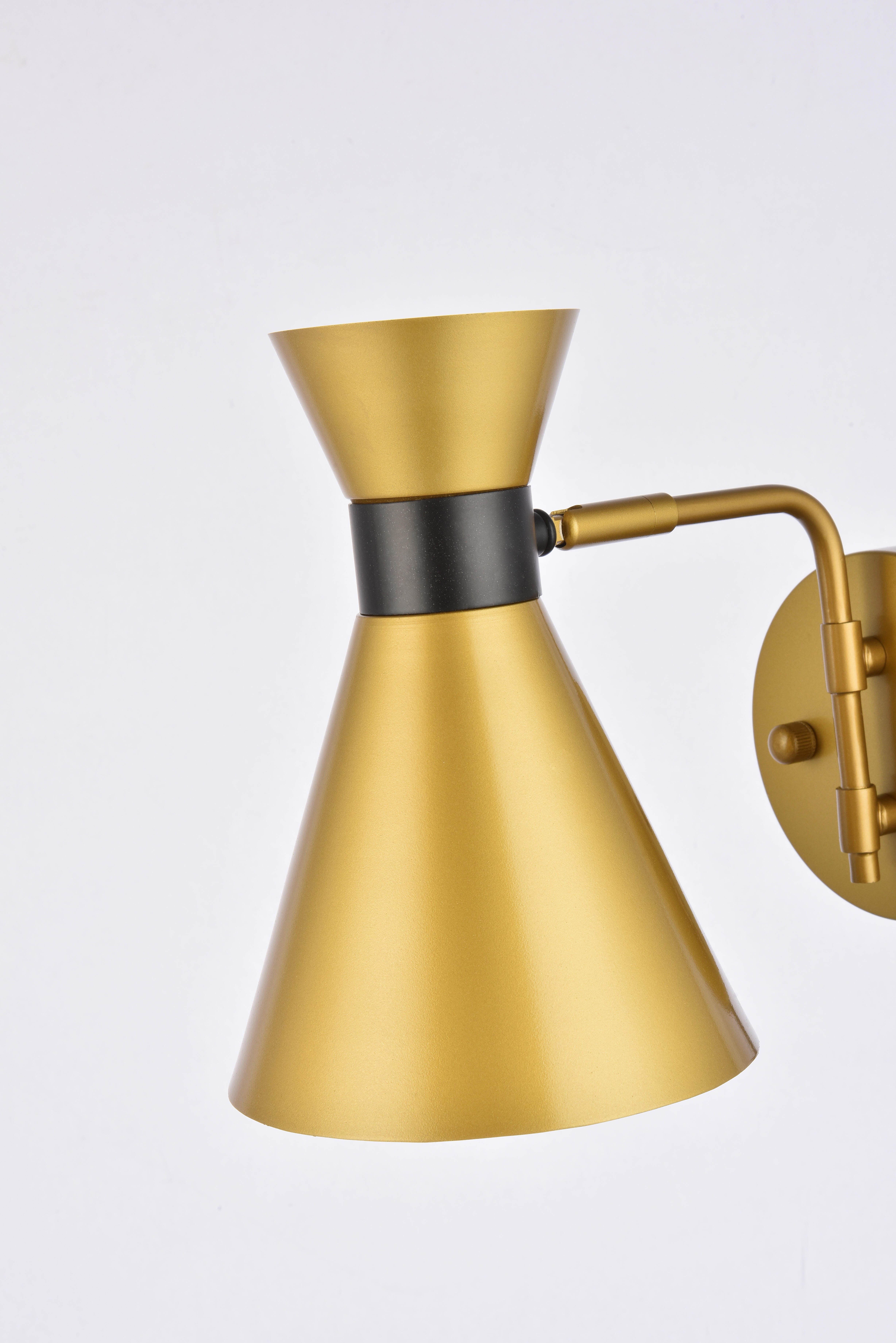 Halycon 6 Inch Light Brass Wall Sconce, Brass/Black, large
