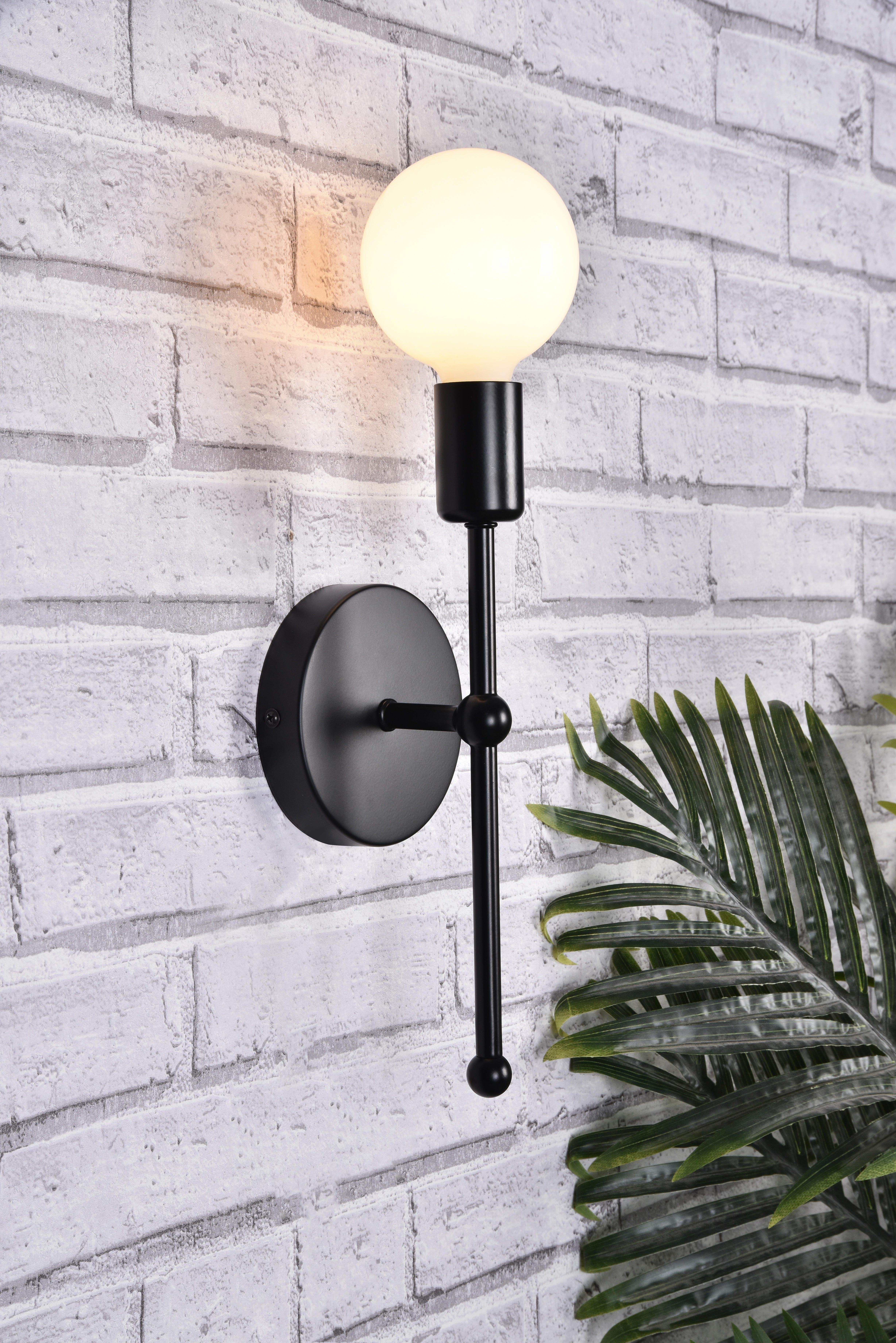 Keely 1 Light Black Wall Sconce, Black, large