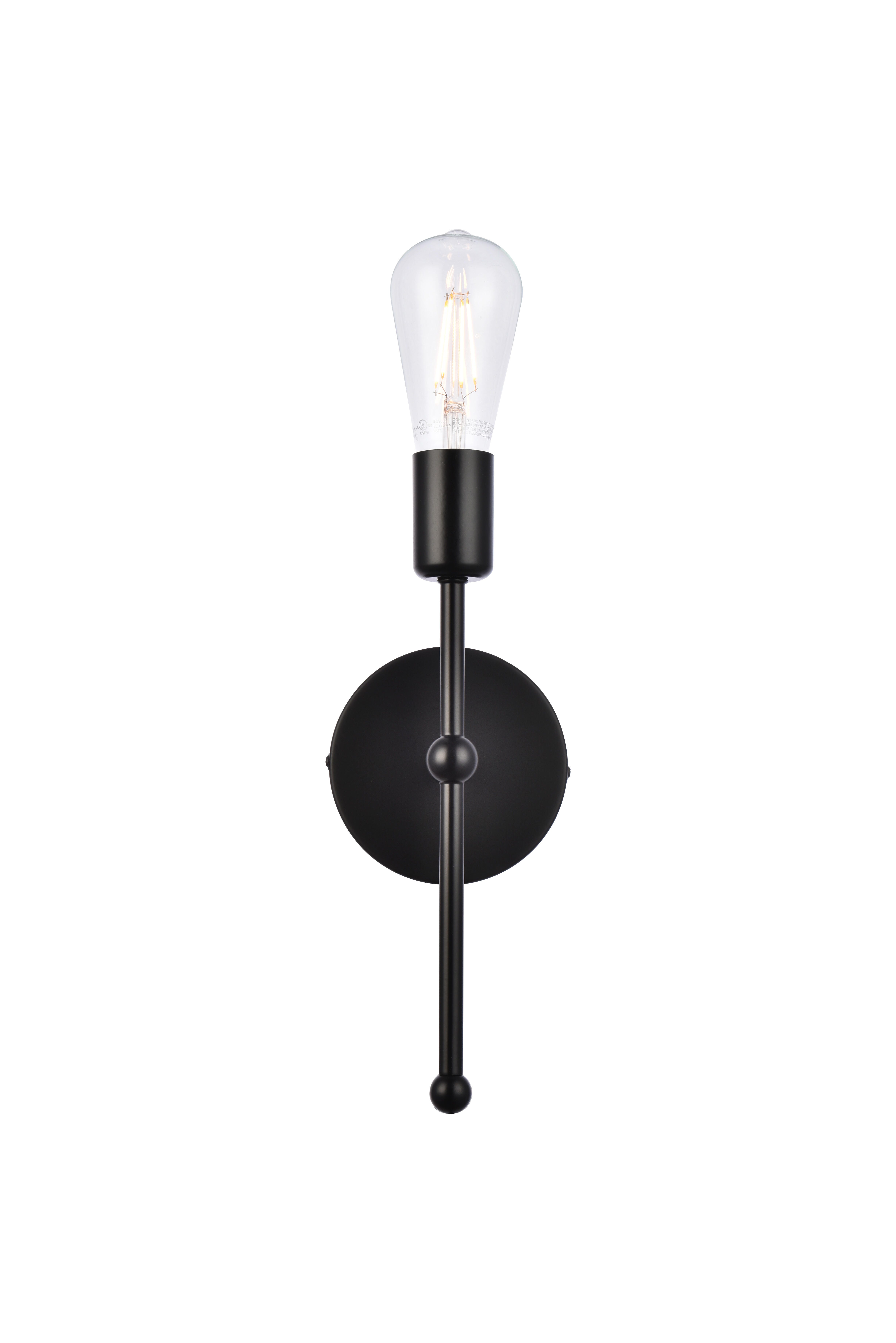 Keely 1 Light Black Wall Sconce, Black, large