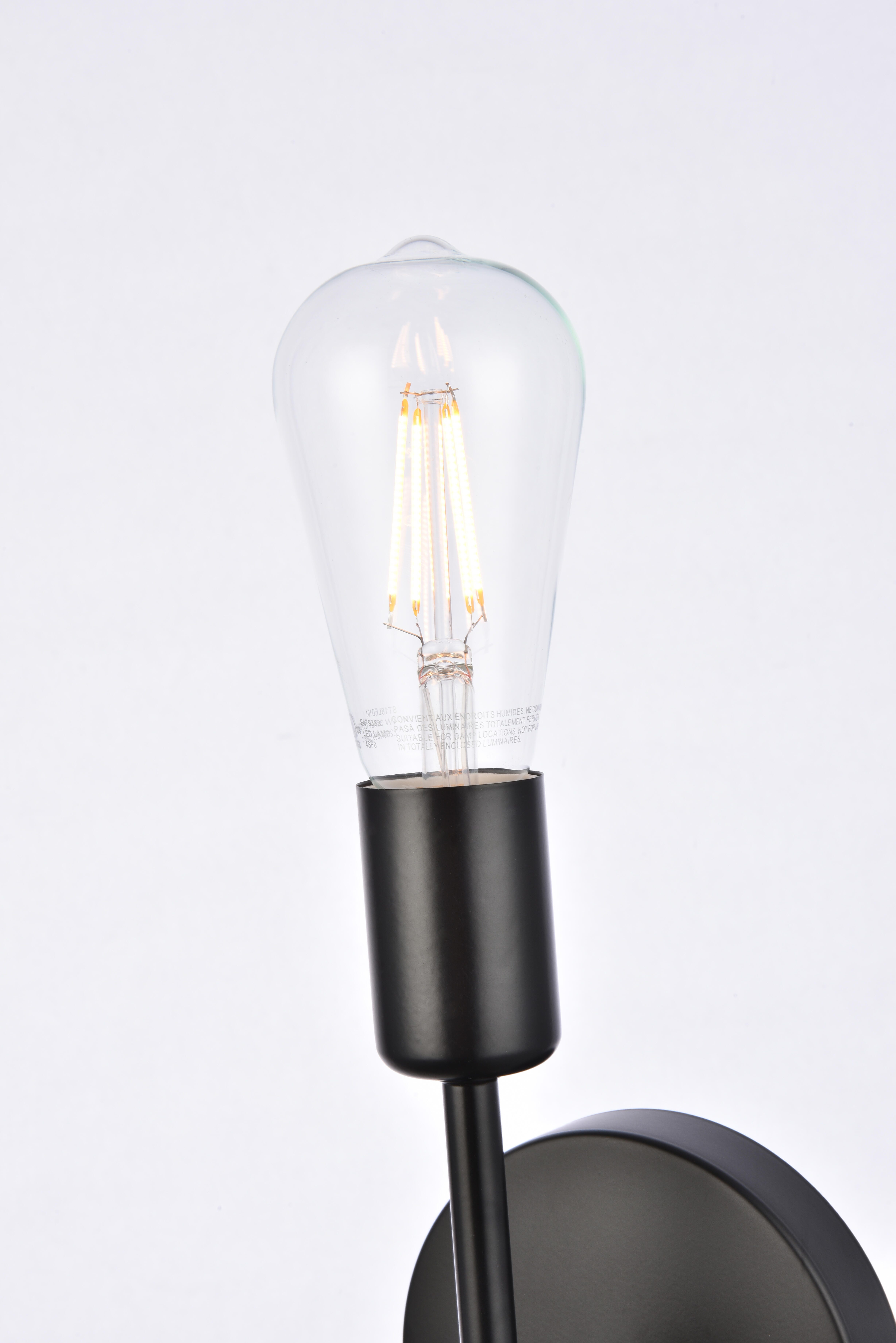 Keely 1 Light Black Wall Sconce, Black, large